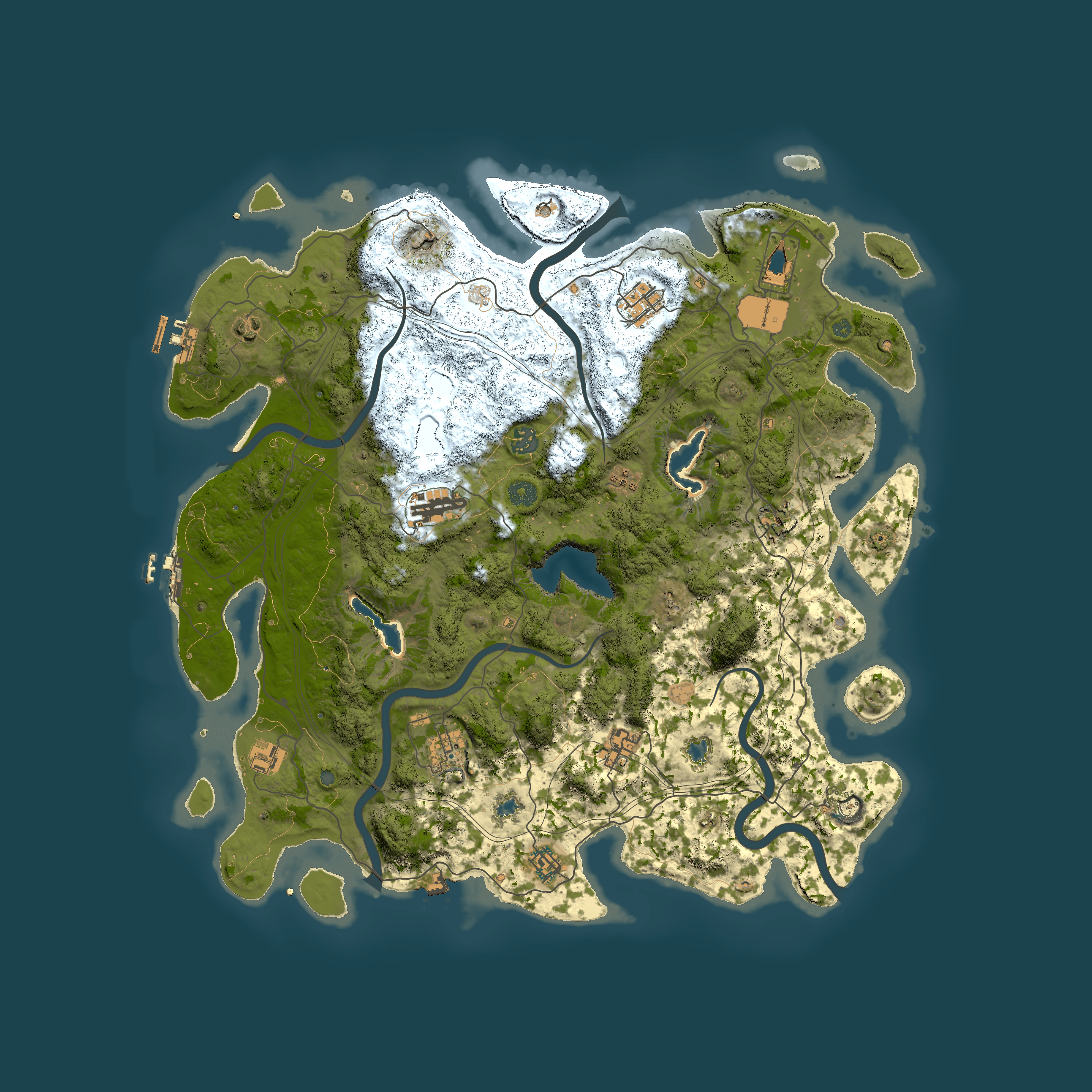 Full top-down render of Rust map seed 1297633899, 4600x4600m