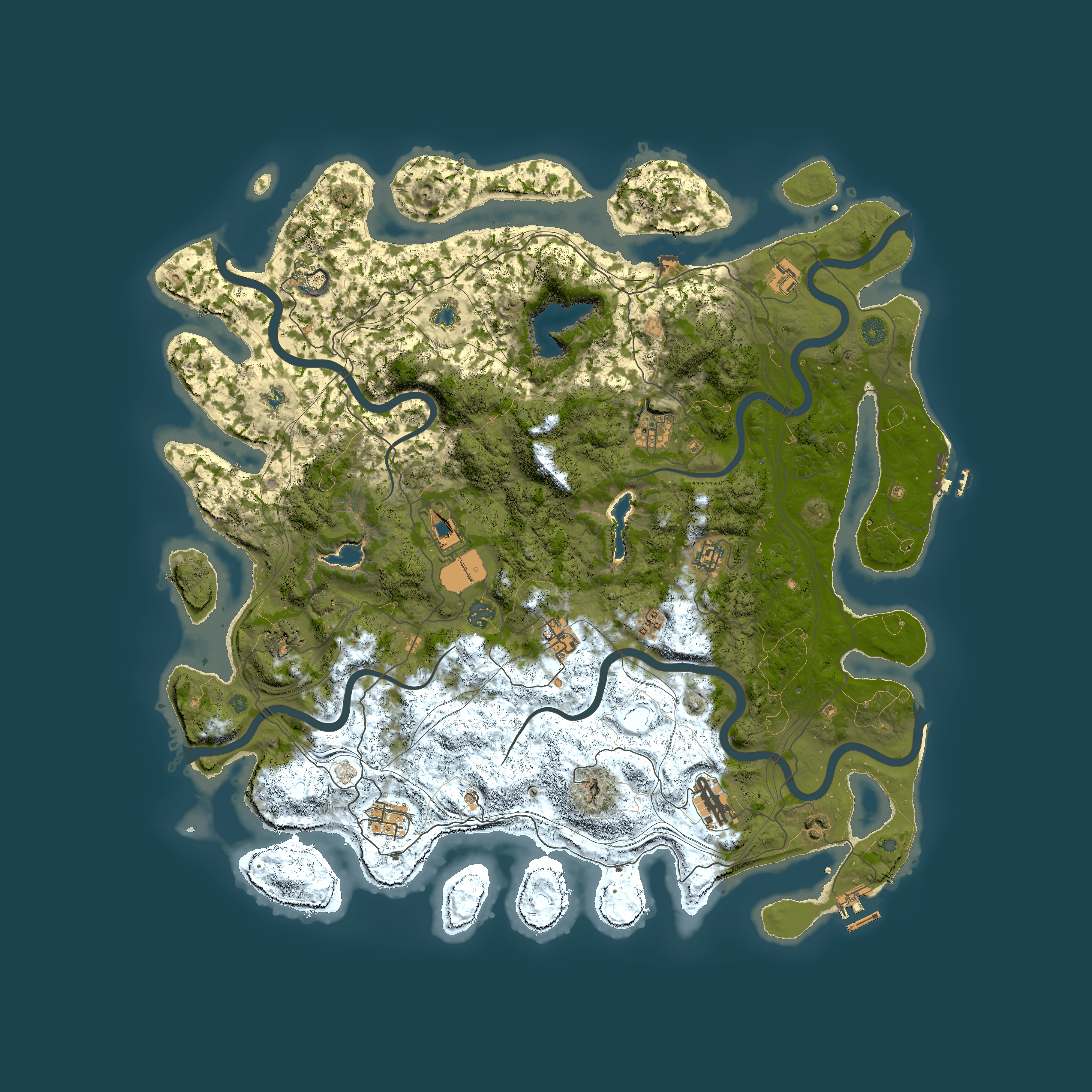 Full top-down render of Rust map seed 497696241, 4950x4950m