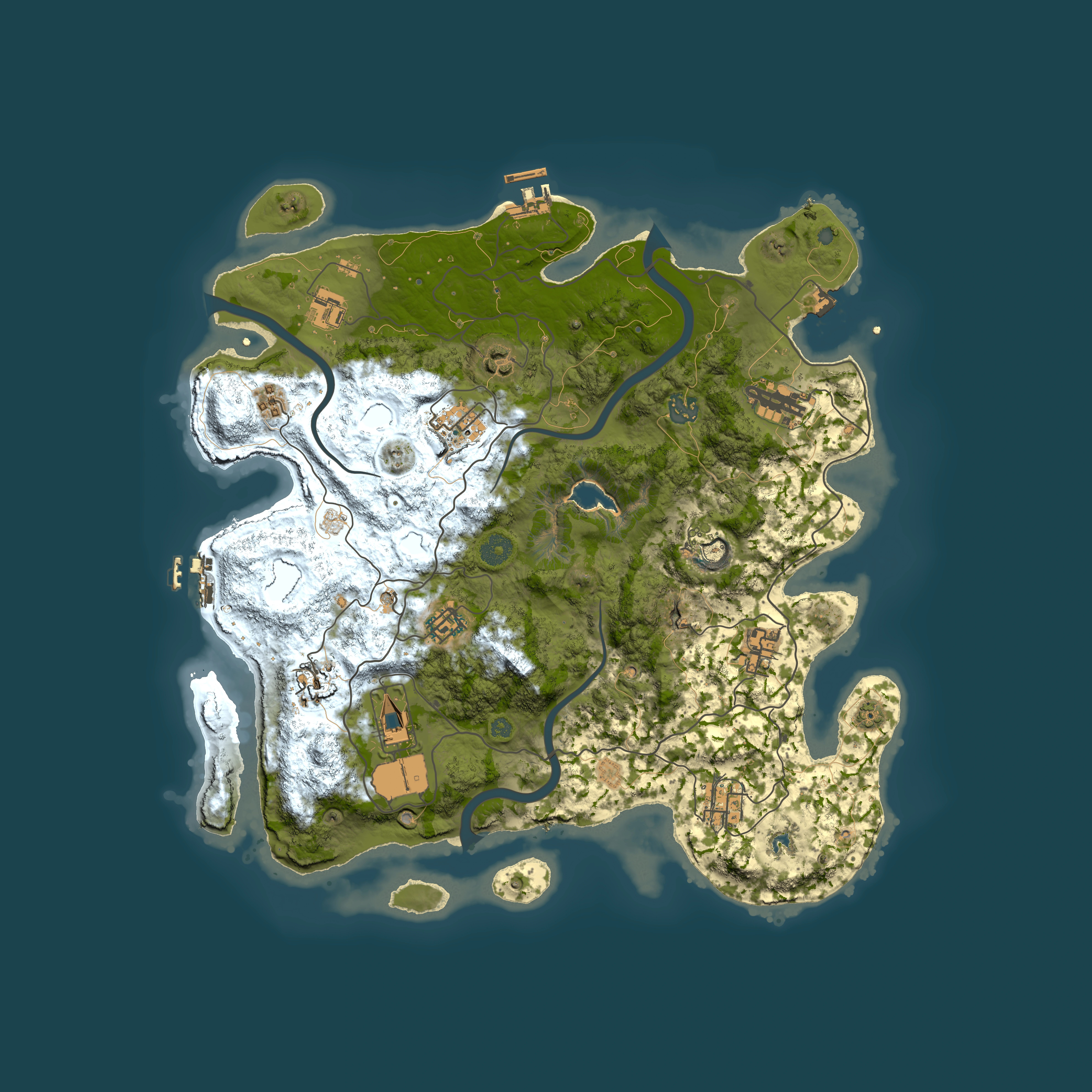 Full top-down render of Rust map seed 399340424, 4000x4000m