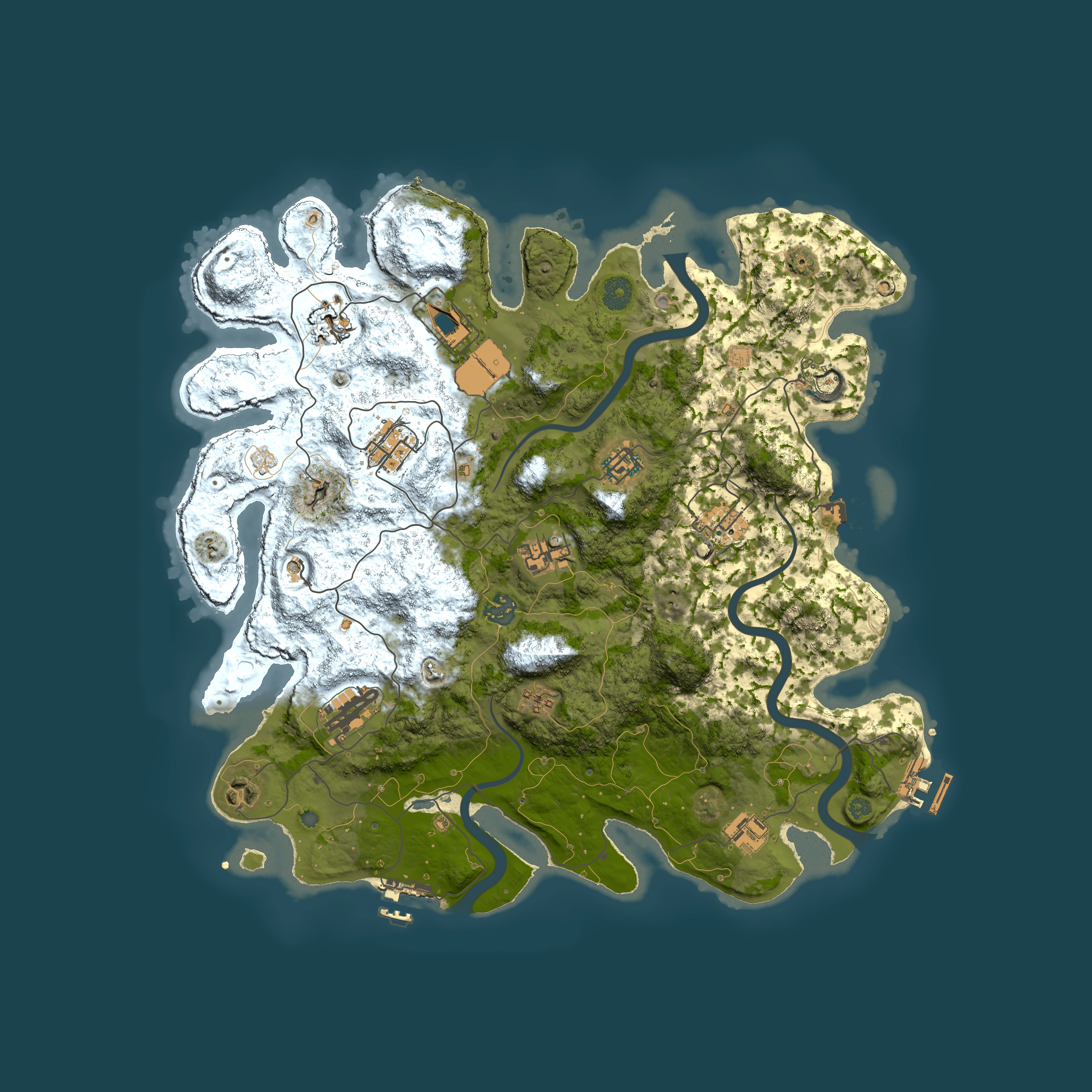 Full top-down render of Rust map seed 1868006900, 3950x3950m