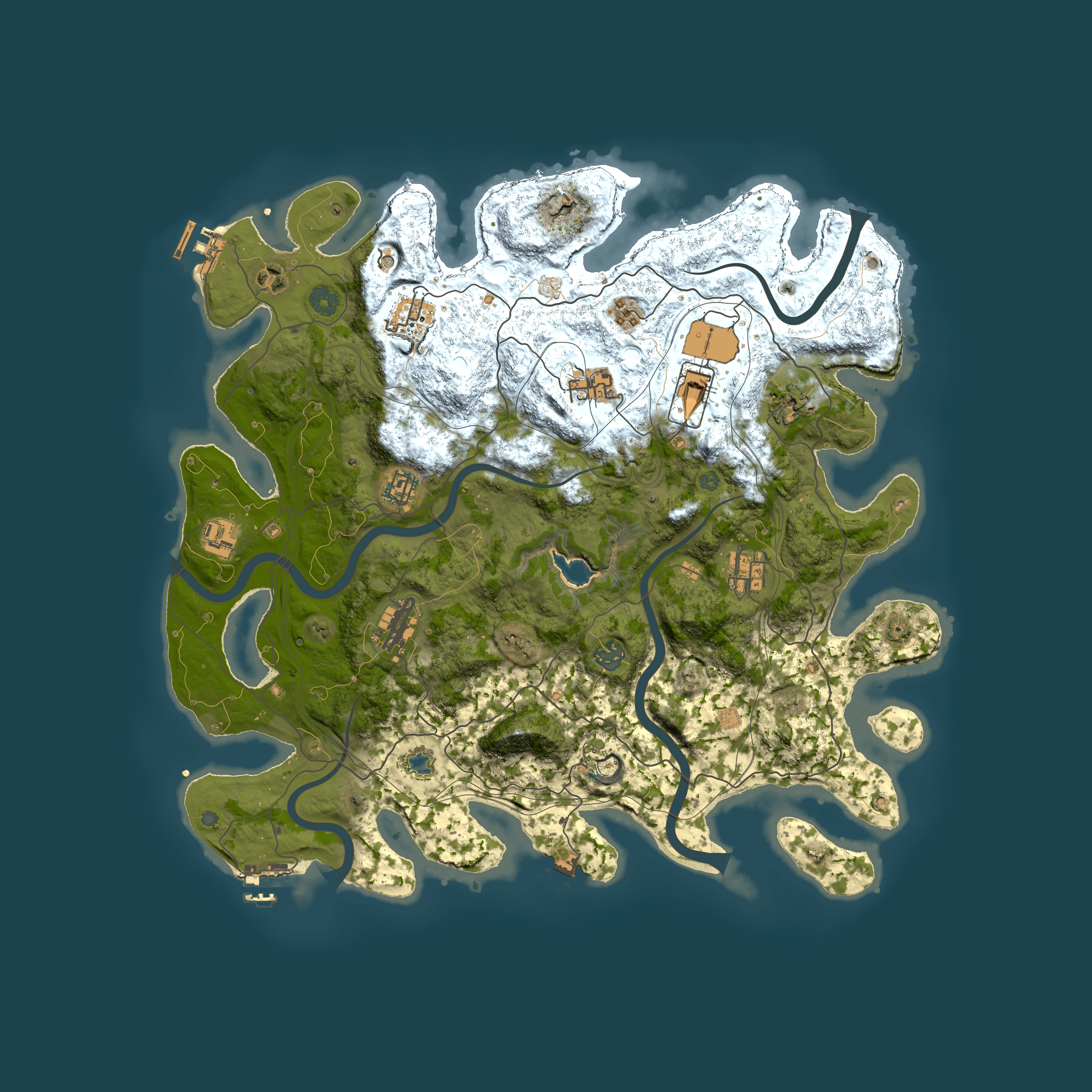 Full top-down render of Rust map seed 2043821303, 4300x4300m