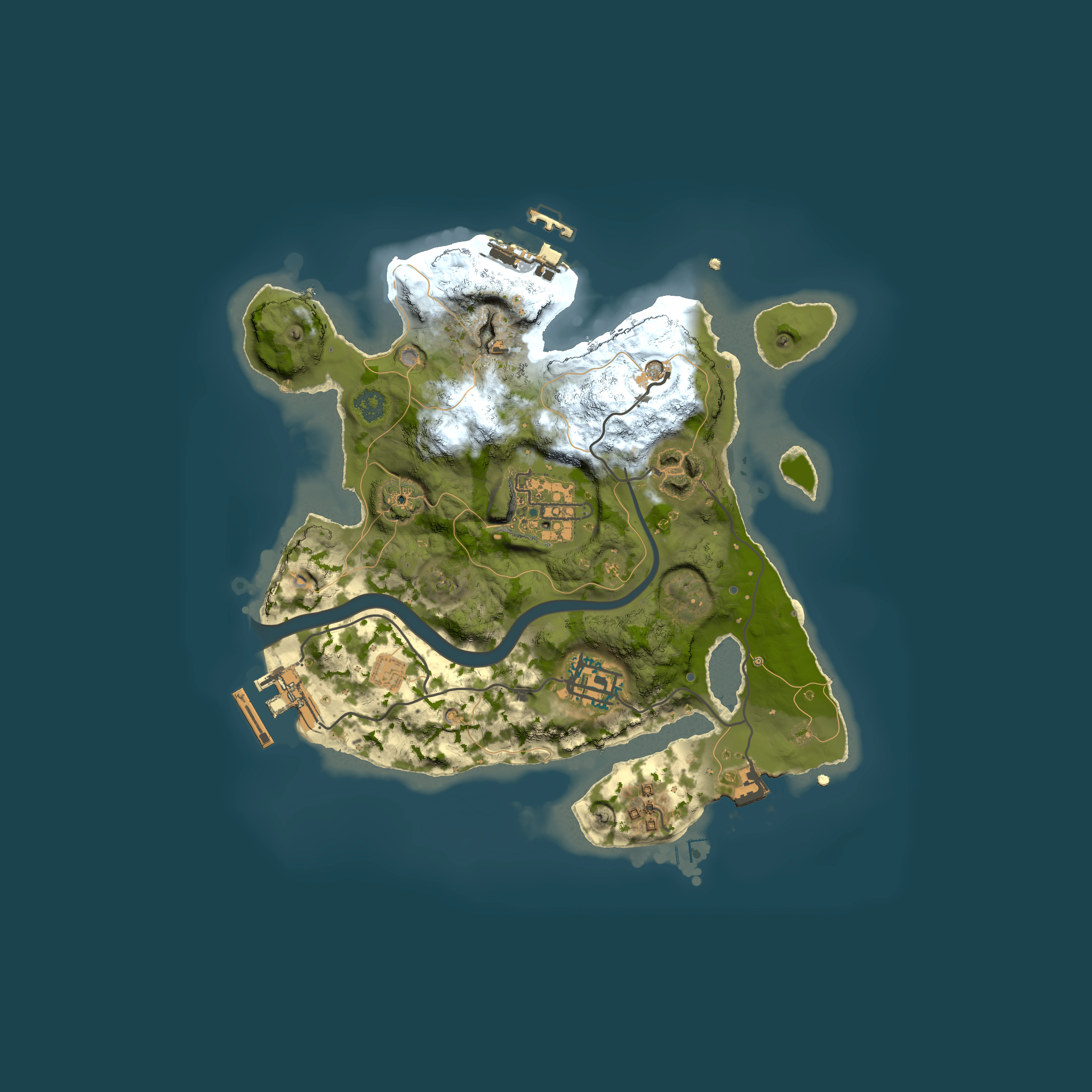 Full top-down render of Rust map seed 1336872597, 2500x2500m