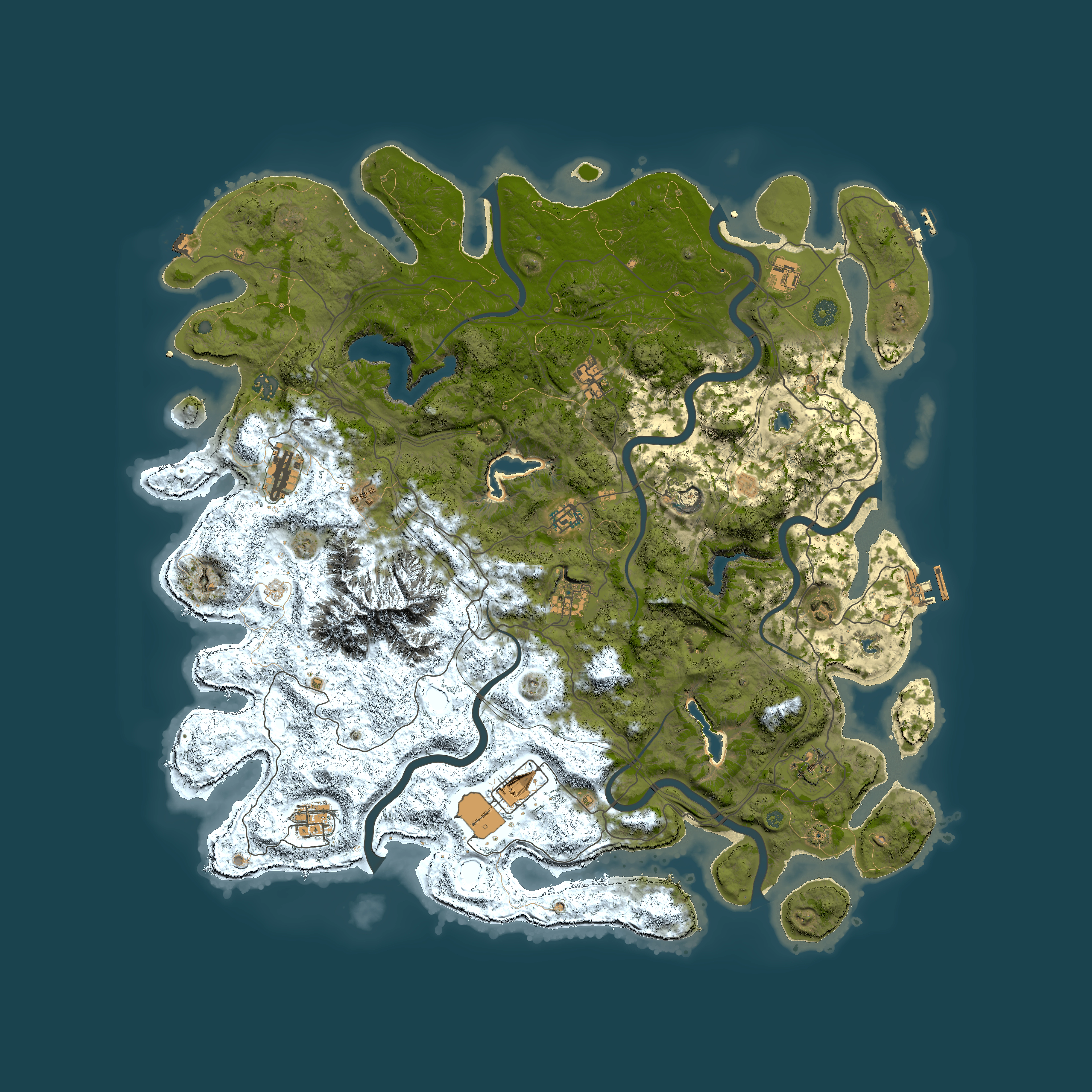 Full top-down render of Rust map seed 1125609940, 5000x5000m