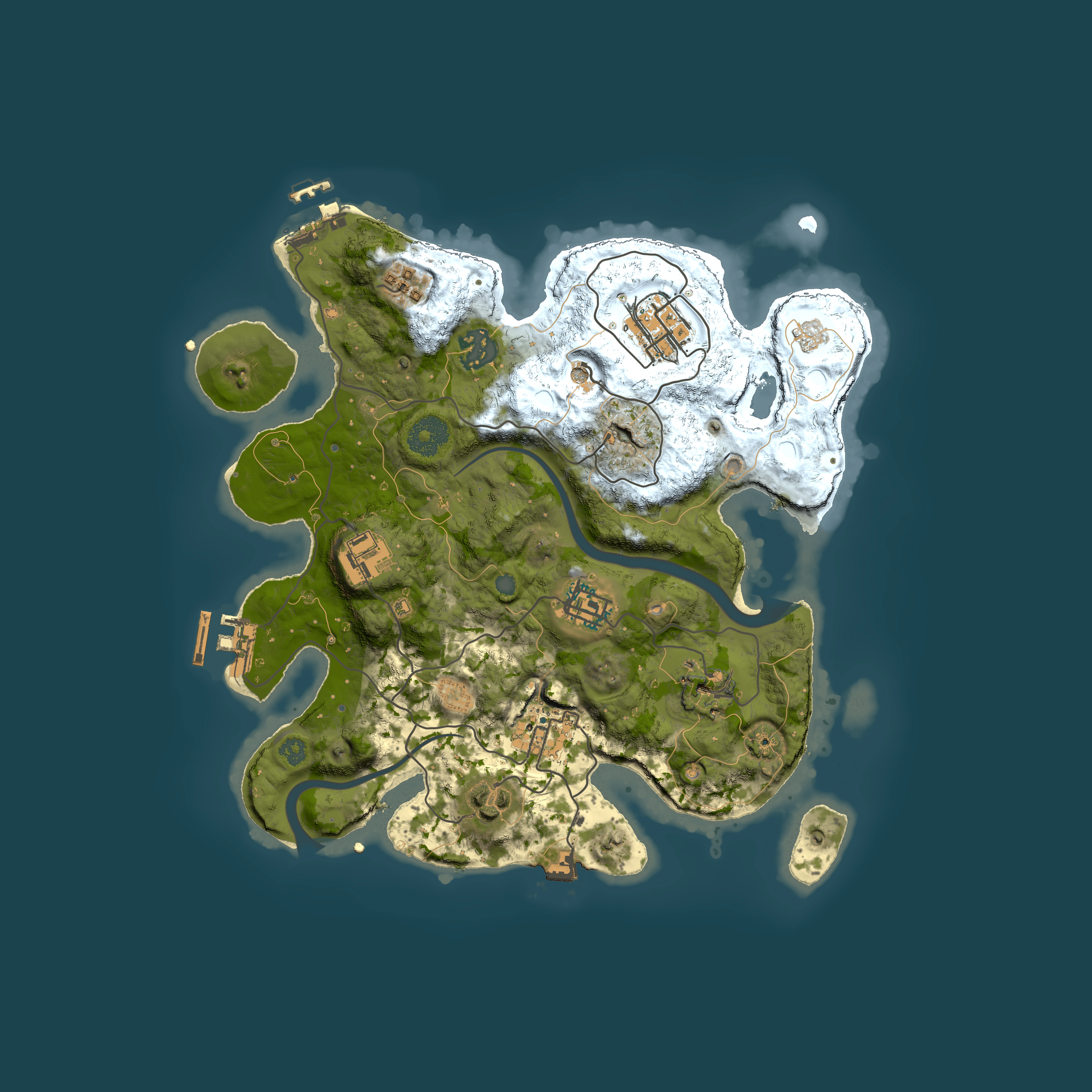 Full top-down render of Rust map seed 1620680092, 3000x3000m