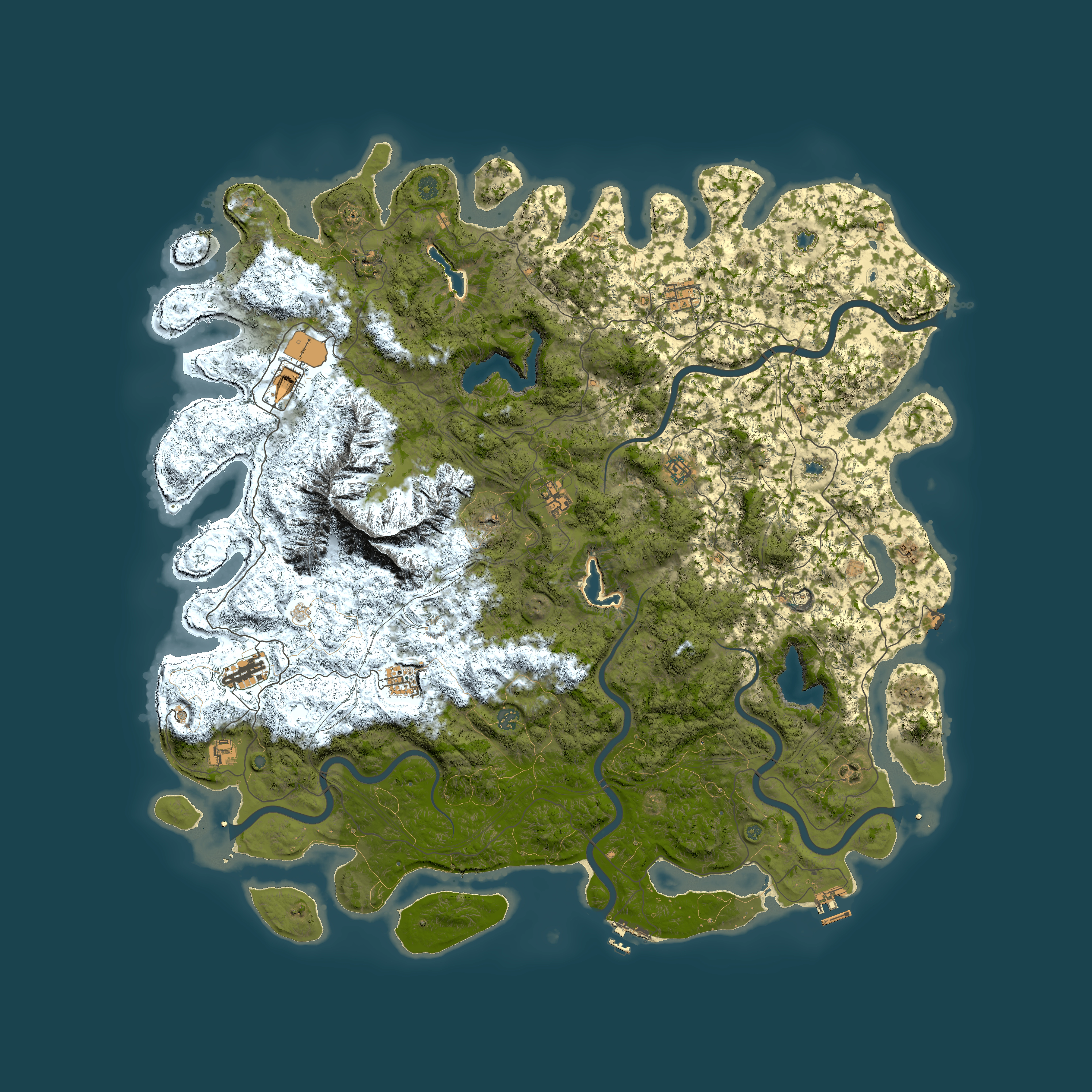 Full top-down render of Rust map seed 663009529, 5800x5800m