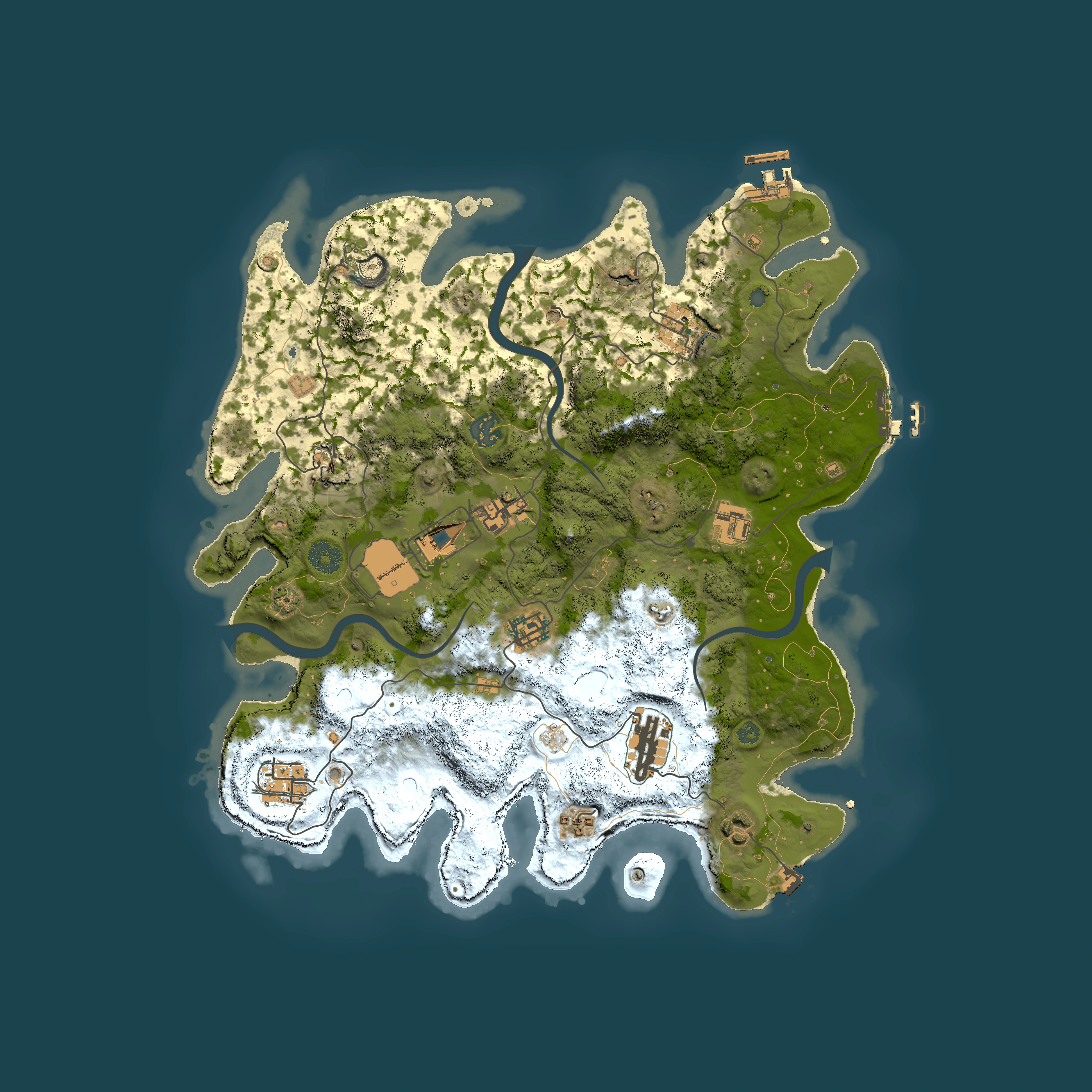 Full top-down render of Rust map seed 1927184691, 3800x3800m