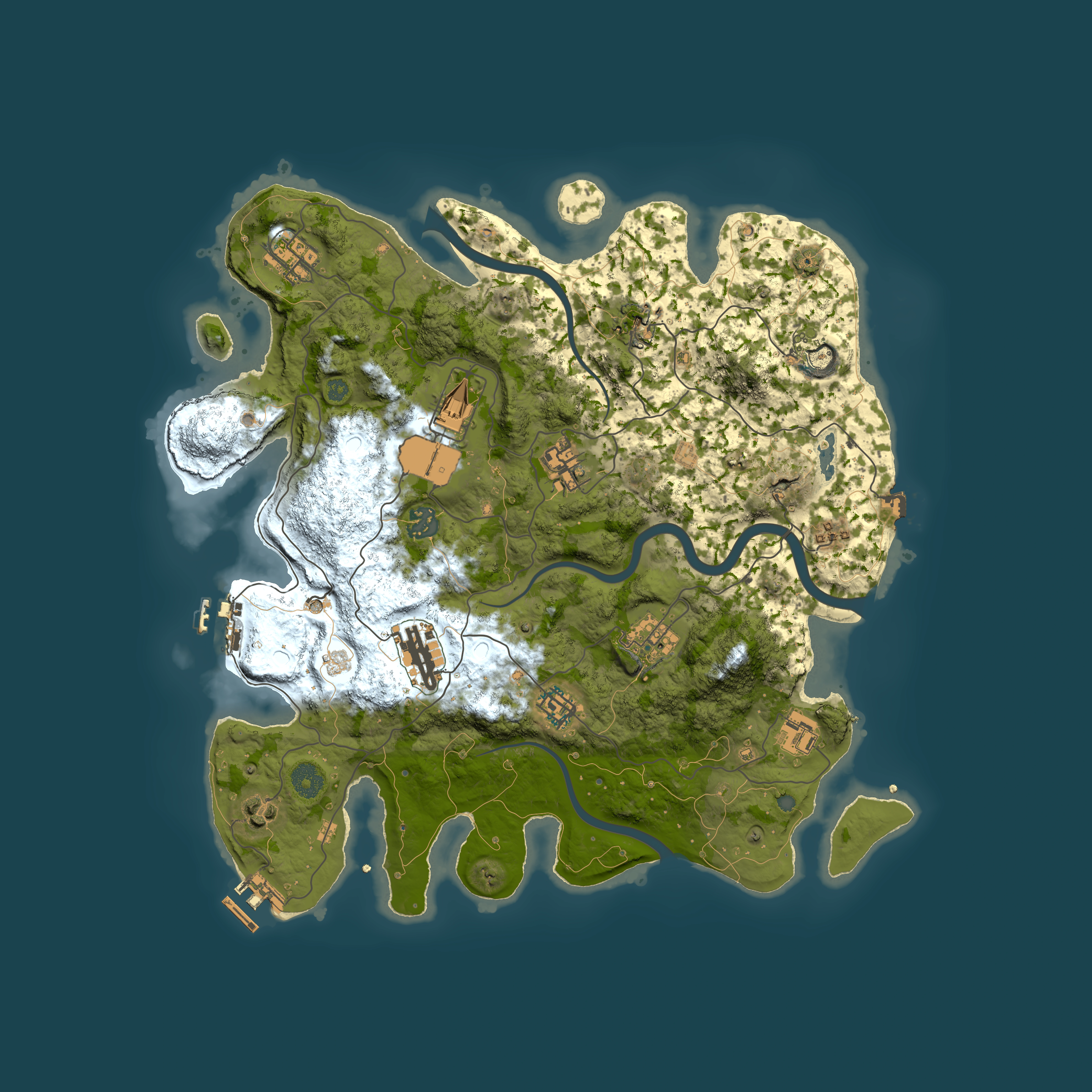 Full top-down render of Rust map seed 1341135829, 3800x3800m