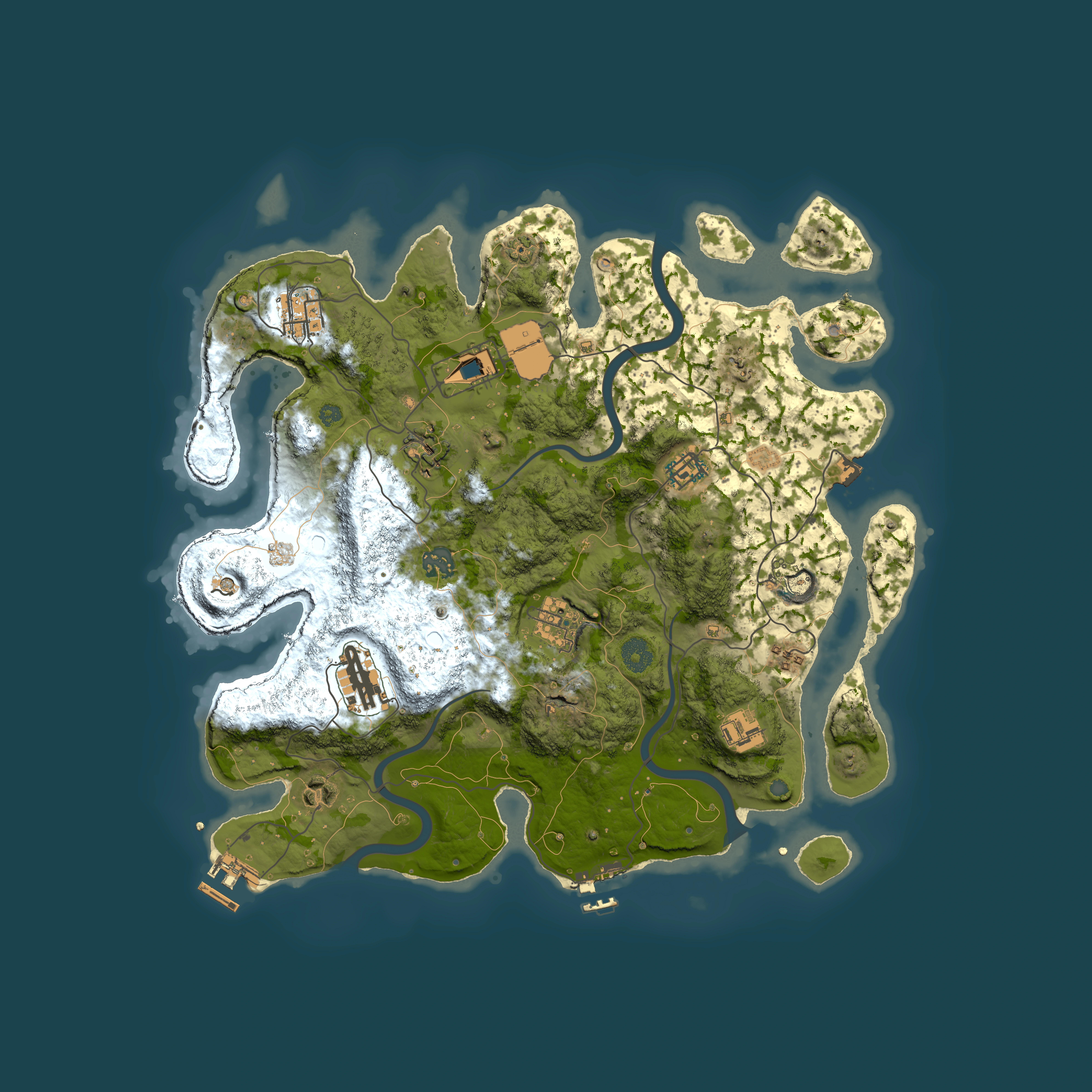 Full top-down render of Rust map seed 236923855, 3800x3800m