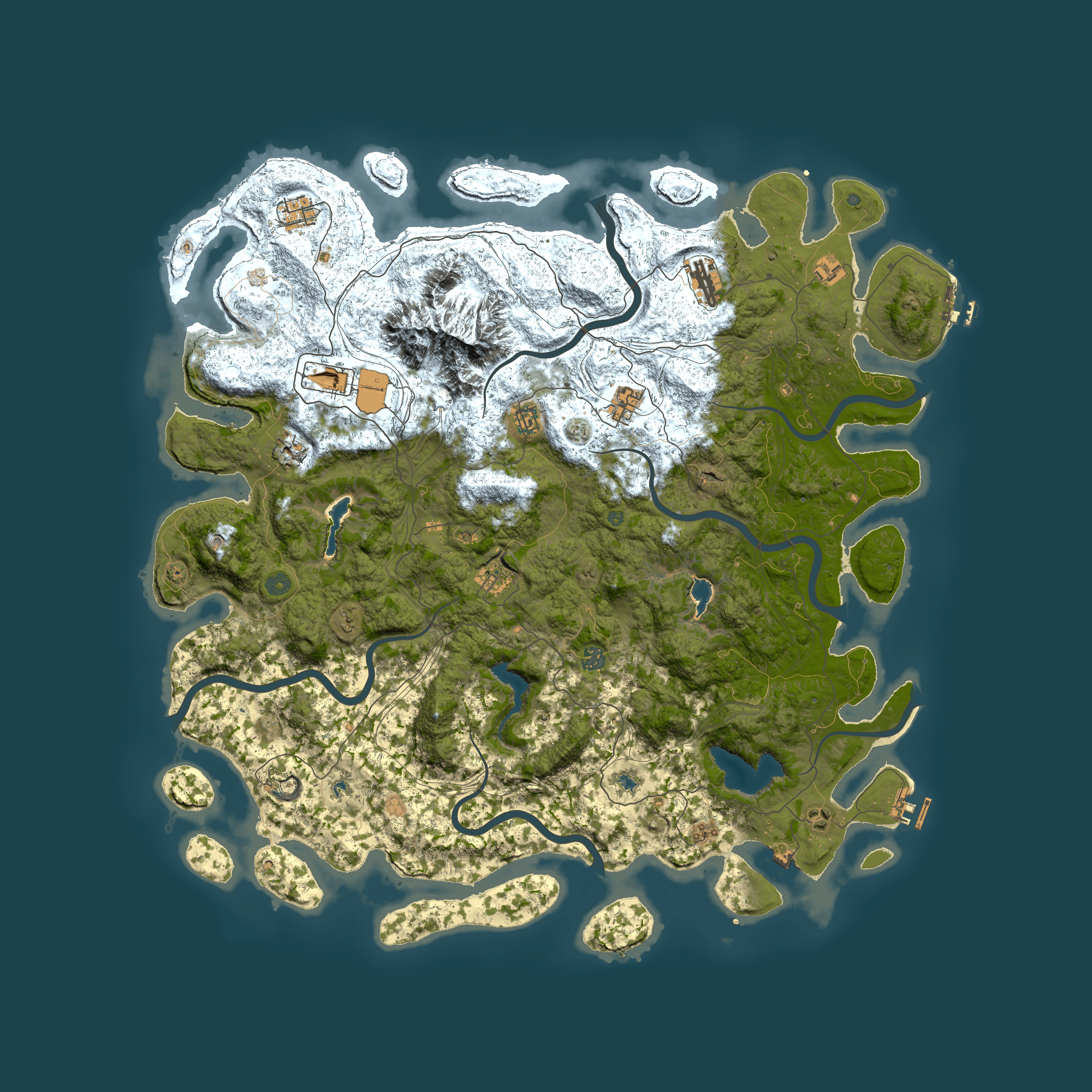 Full top-down render of Rust map seed 243733777, 5400x5400m