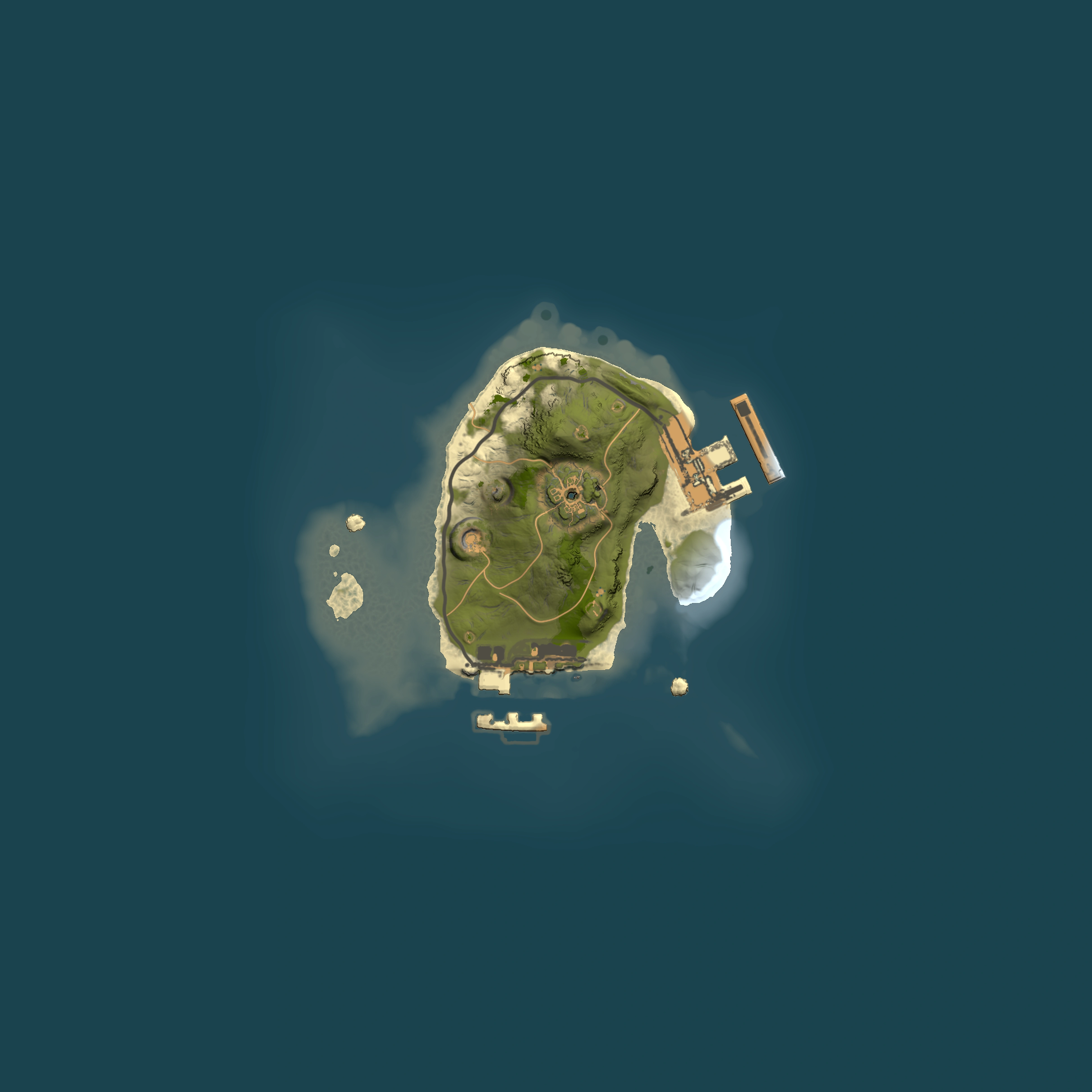Full top-down render of Rust map seed 1304619740, 1500x1500m