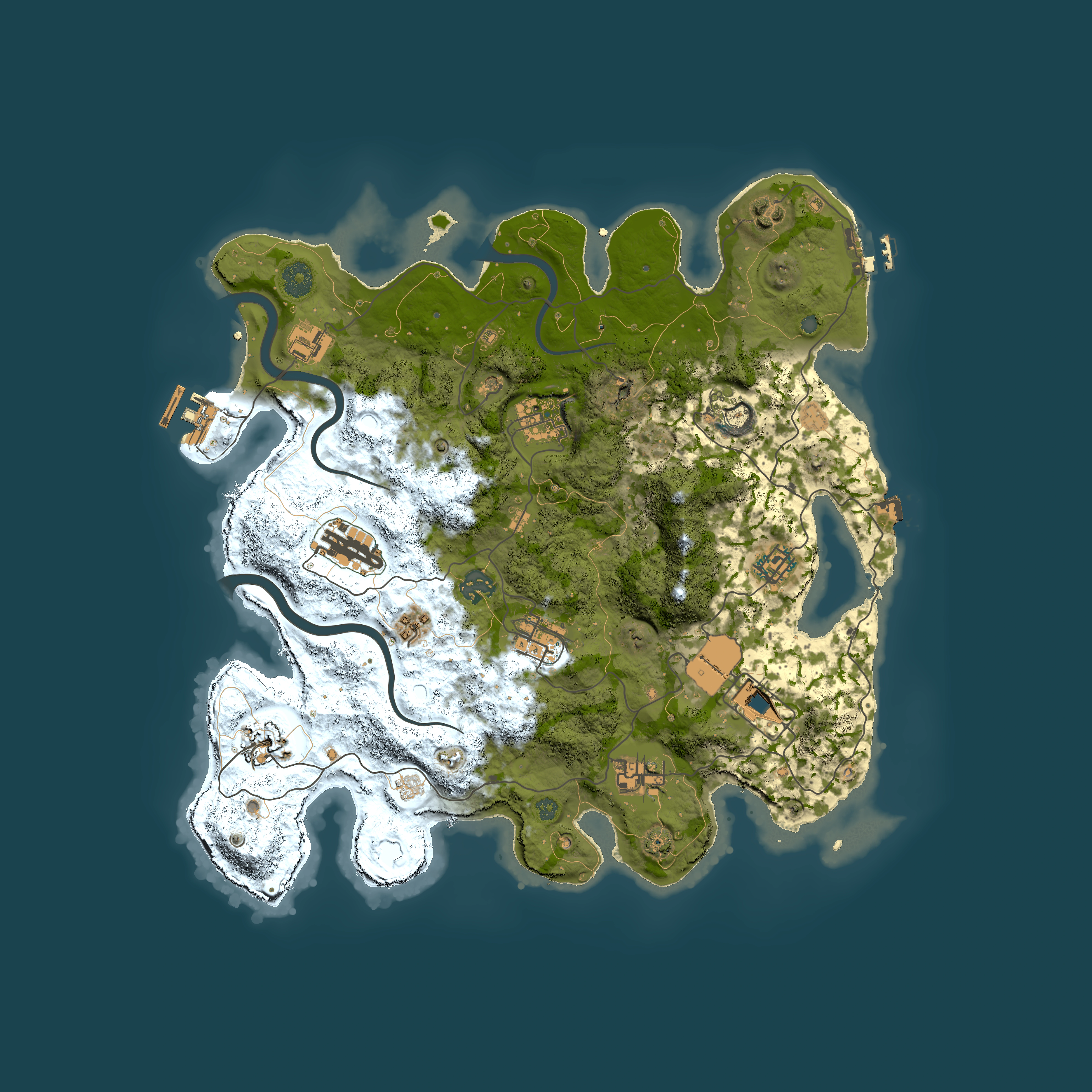 Full top-down render of Rust map seed 1007386209, 3800x3800m