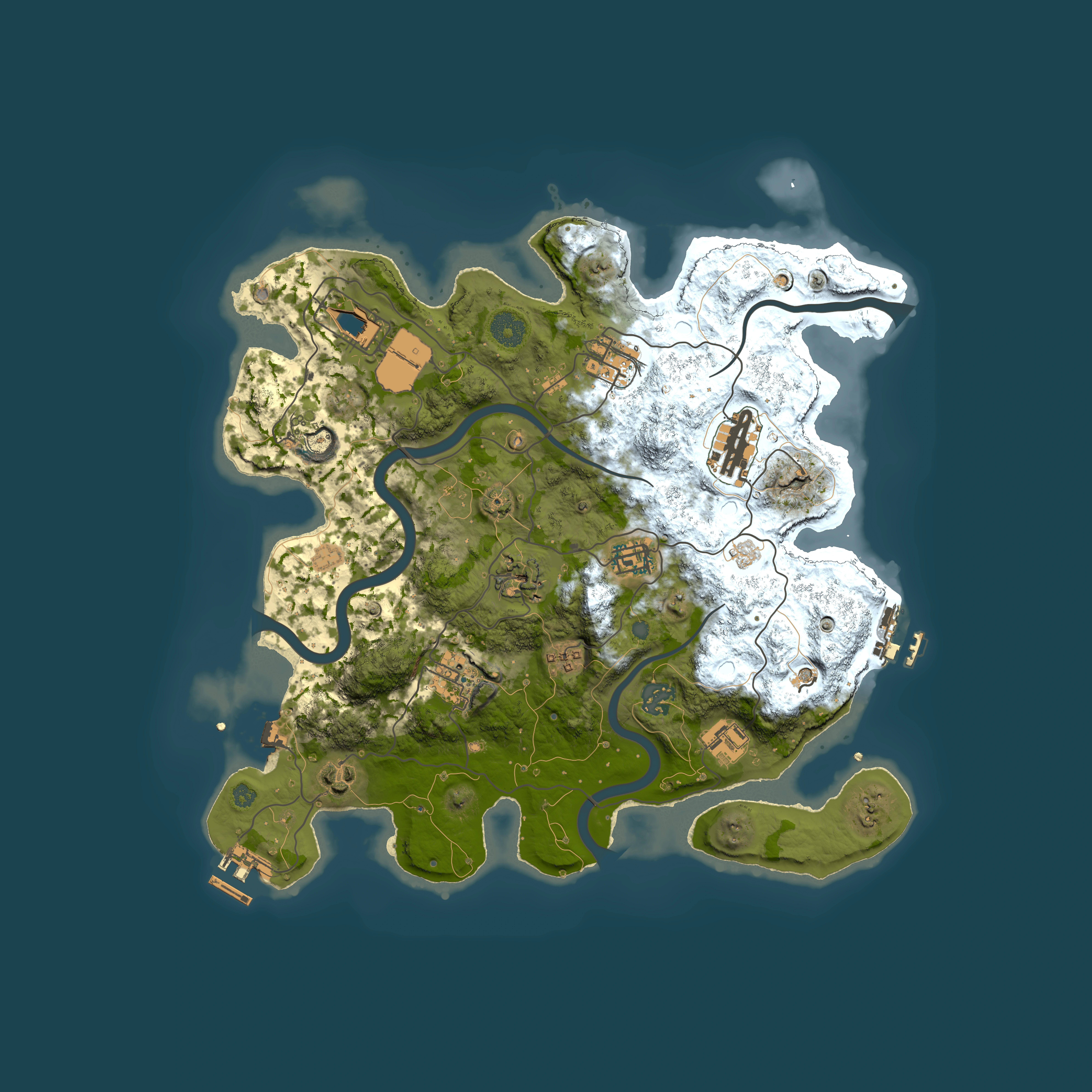 Full top-down render of Rust map seed 916437165, 3650x3650m