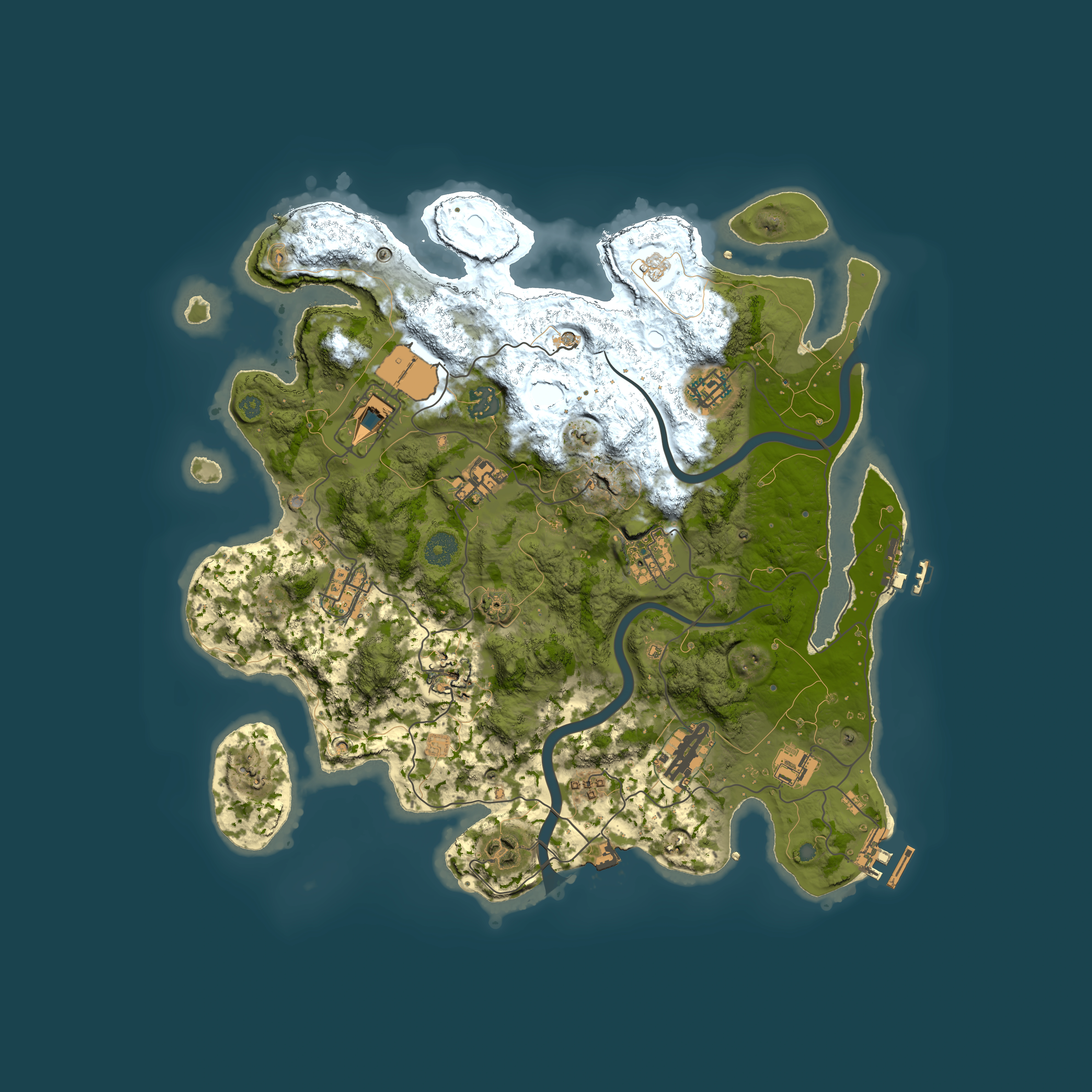 Full top-down render of Rust map seed 1543225794, 3750x3750m