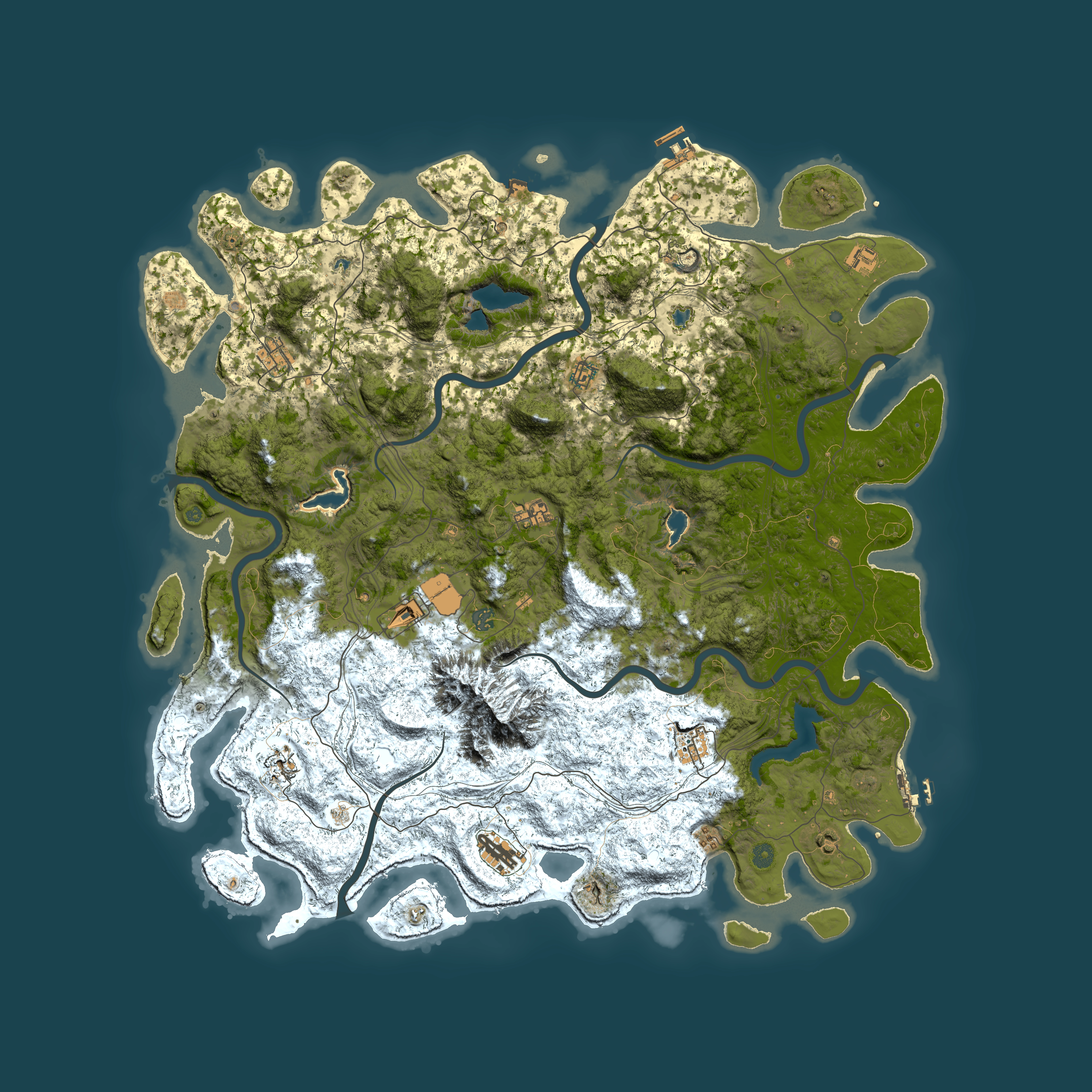 Full top-down render of Rust map seed 1634652049, 5550x5550m