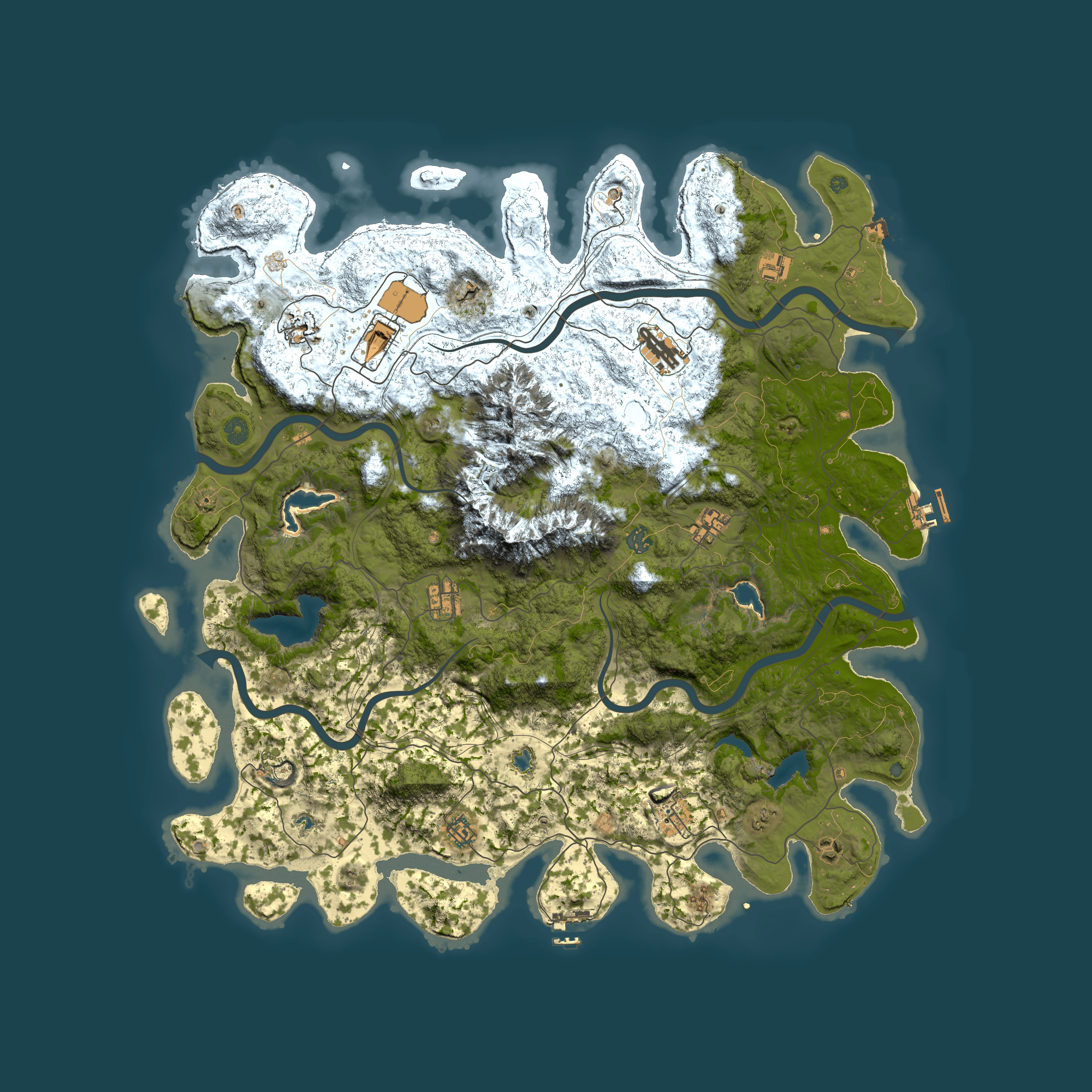 Full top-down render of Rust map seed 1600727160, 5000x5000m