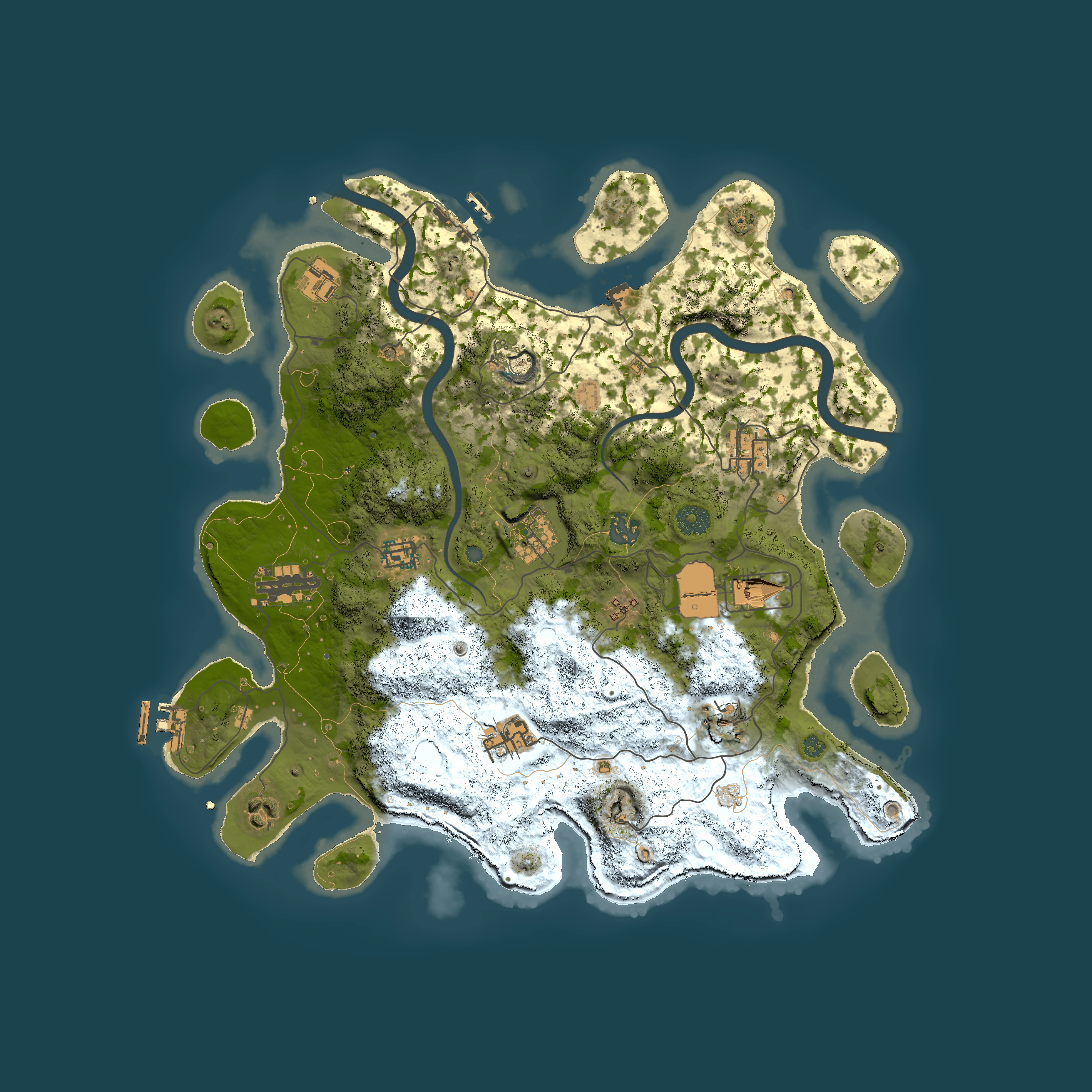 Full top-down render of Rust map seed 1657625776, 3950x3950m