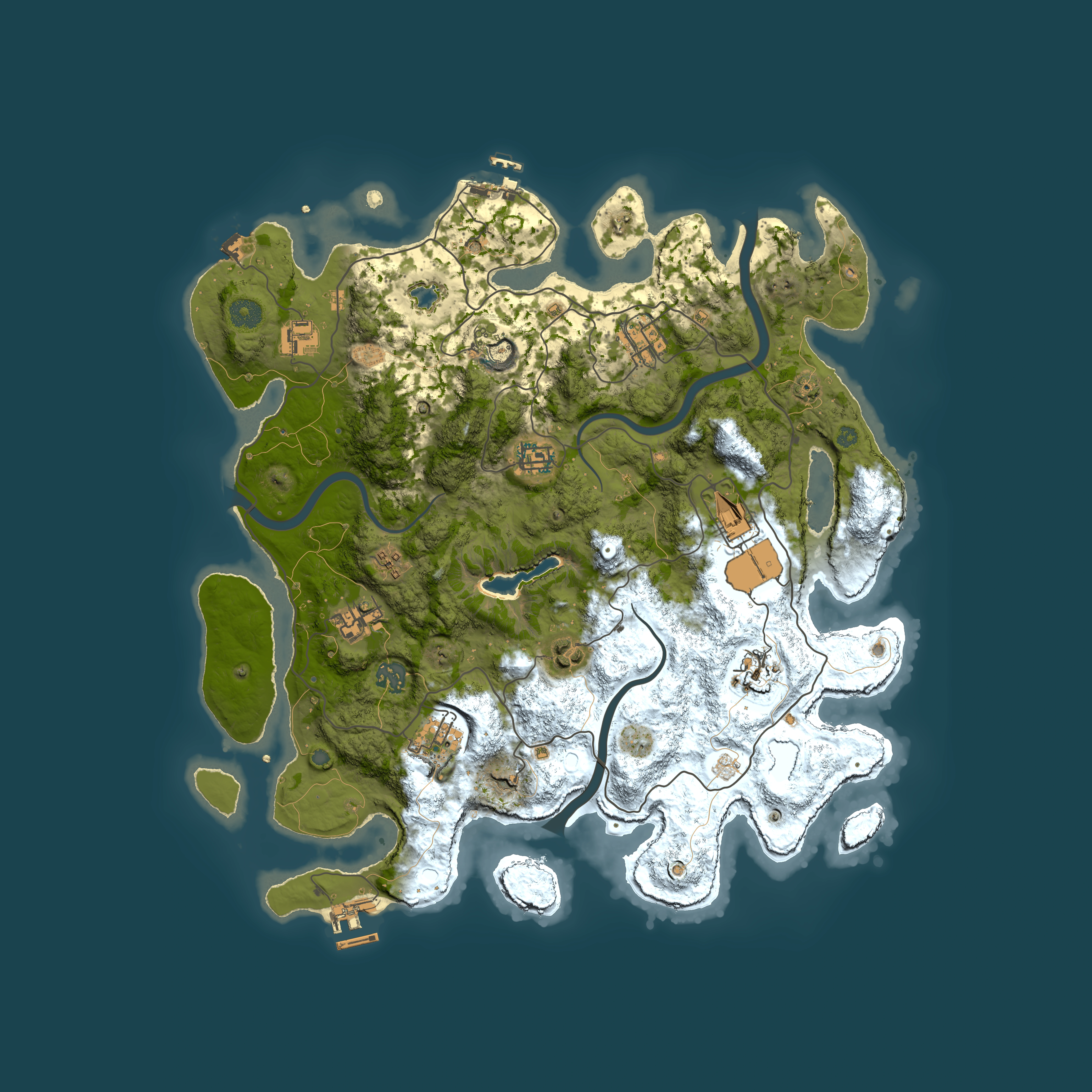 Full top-down render of Rust map seed 1503473306, 4000x4000m