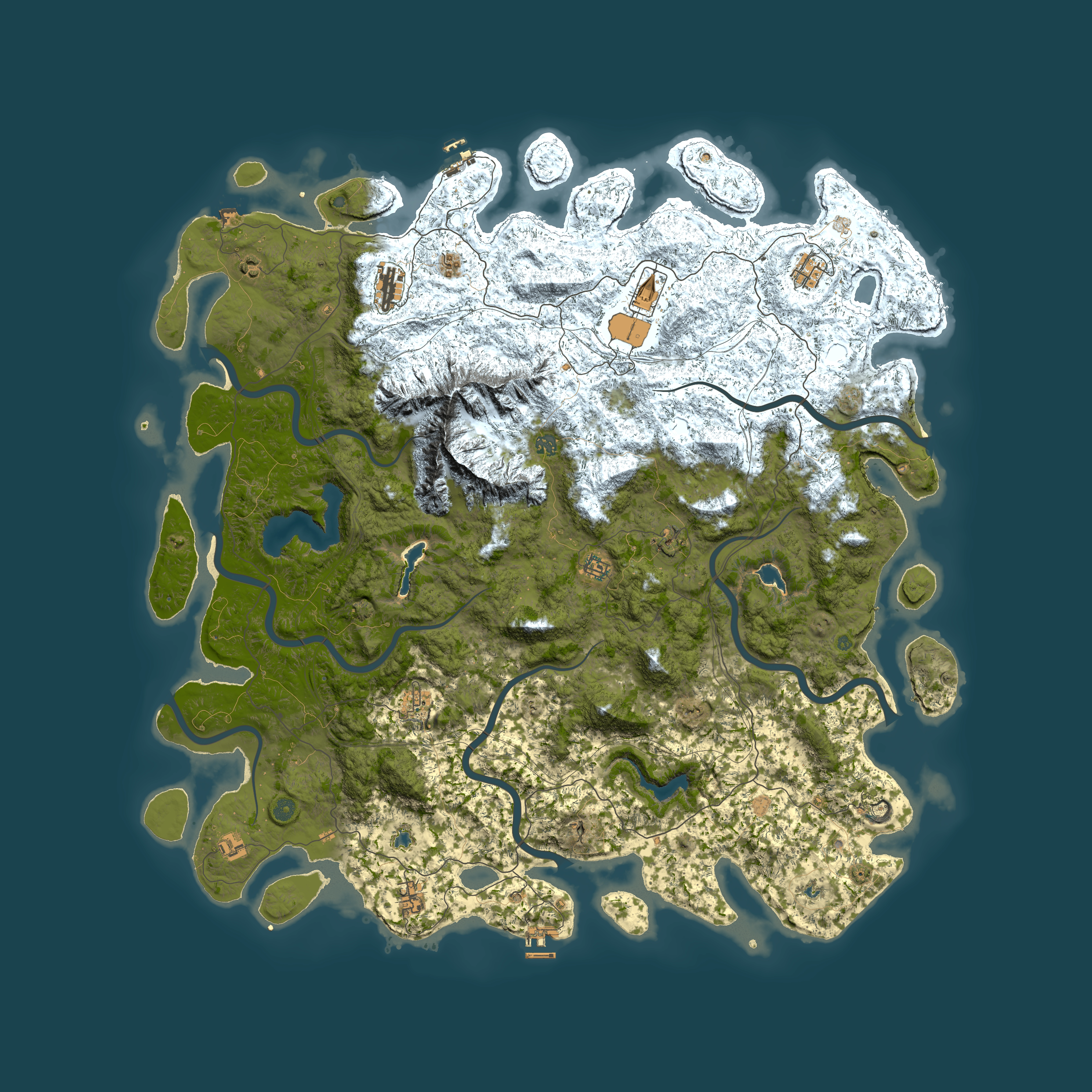 Full top-down render of Rust map seed 245614912, 5950x5950m