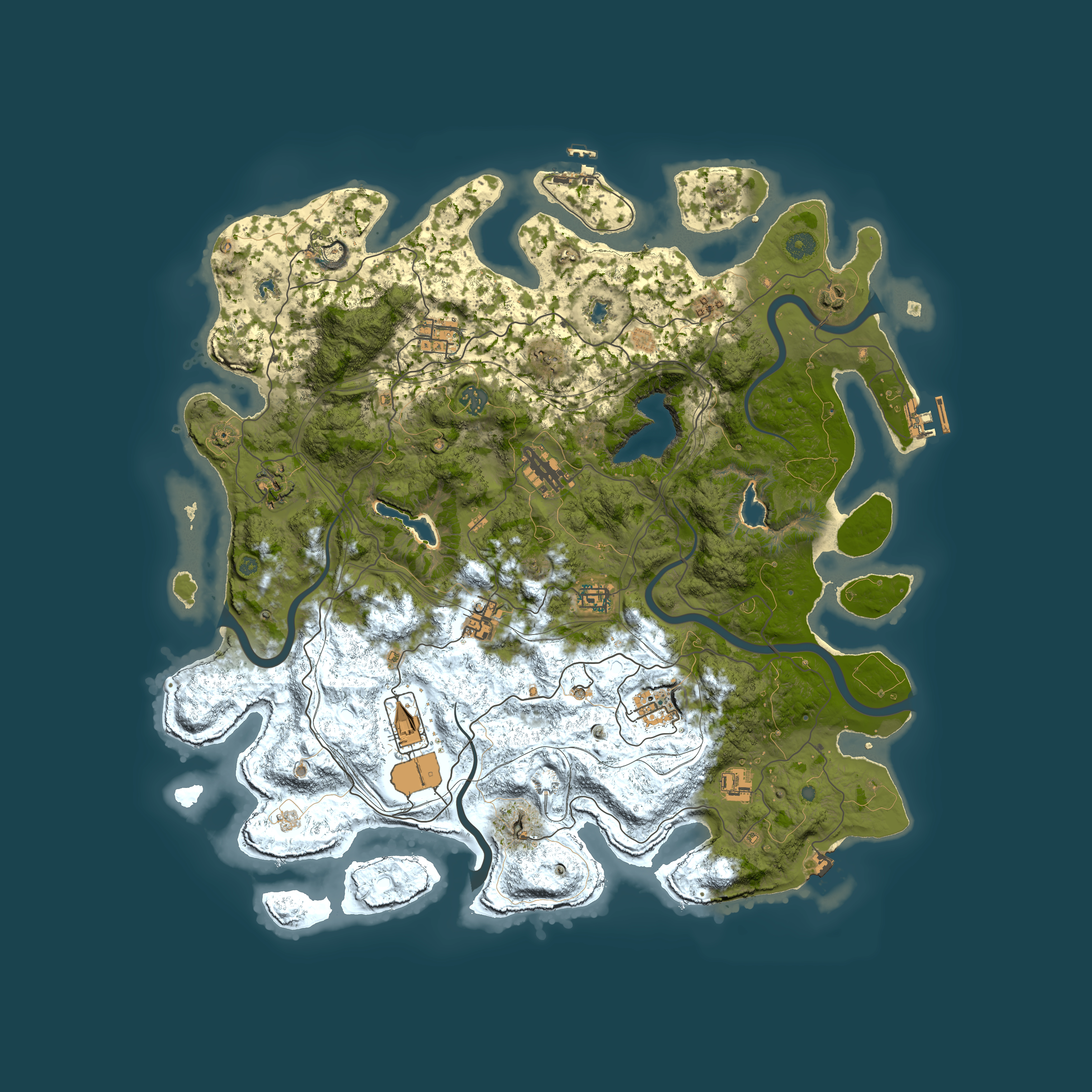 Full top-down render of Rust map seed 834990846, 4600x4600m