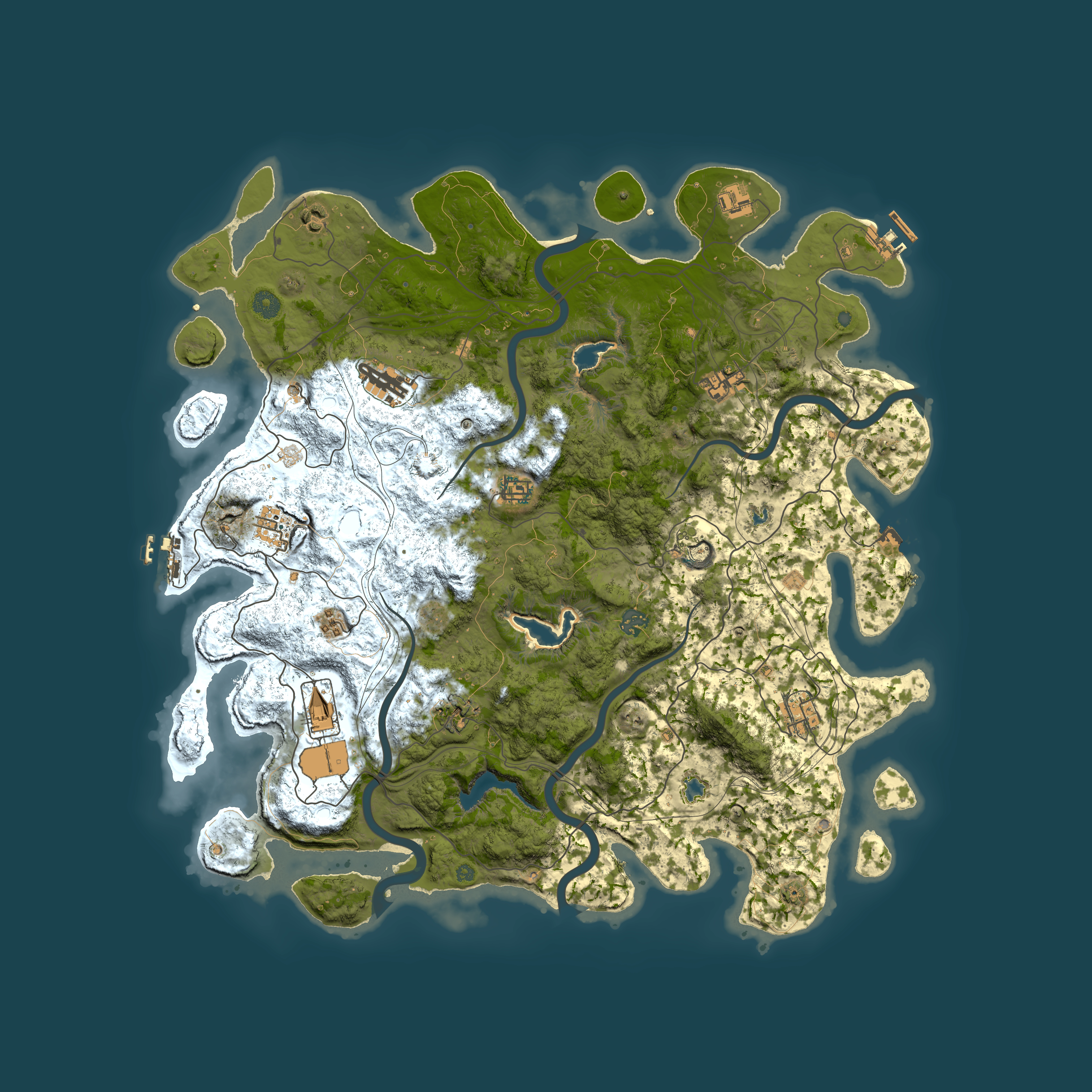 Full top-down render of Rust map seed 1136863032, 4700x4700m