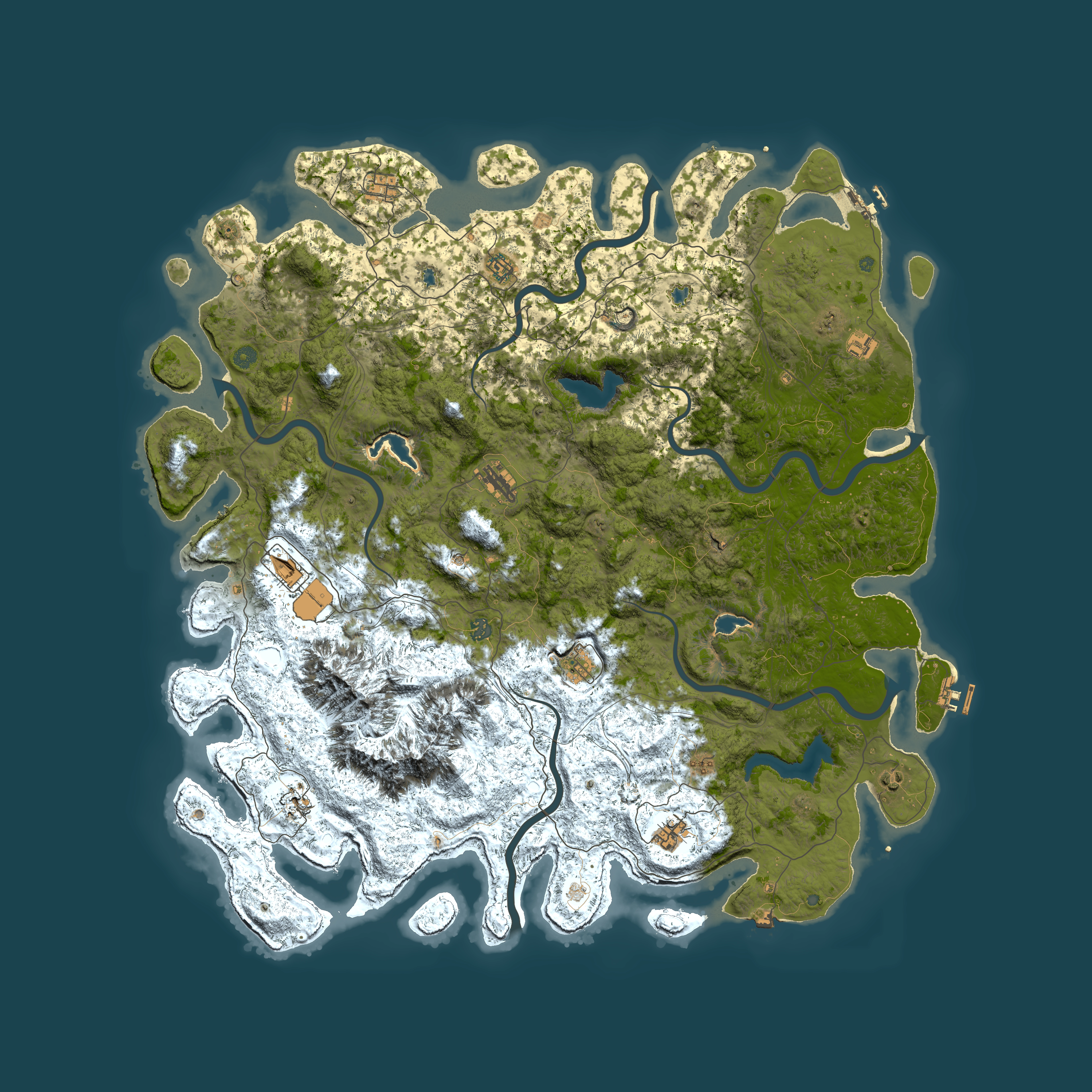 Full top-down render of Rust map seed 722224965, 5750x5750m