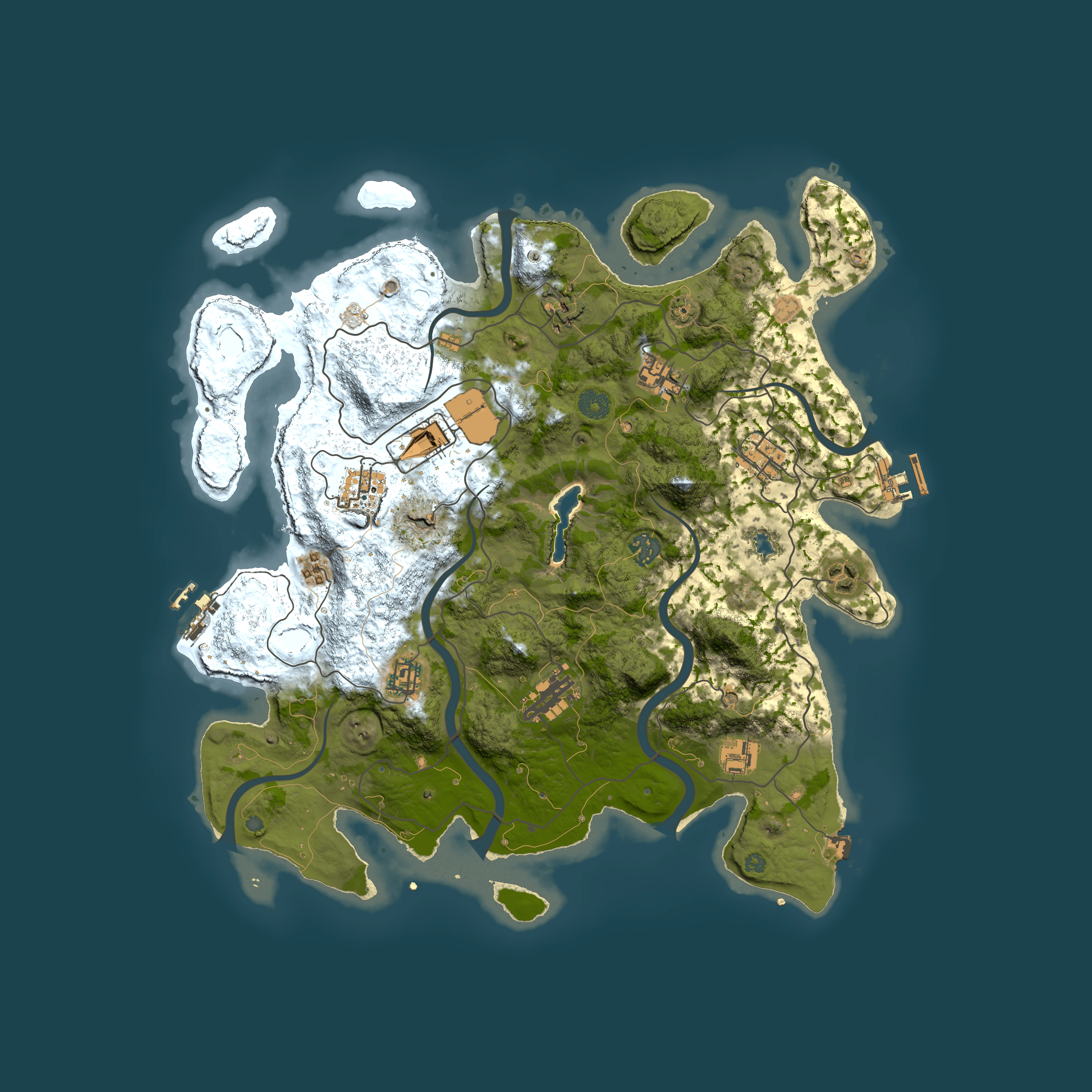 Full top-down render of Rust map seed 1266474135, 4050x4050m