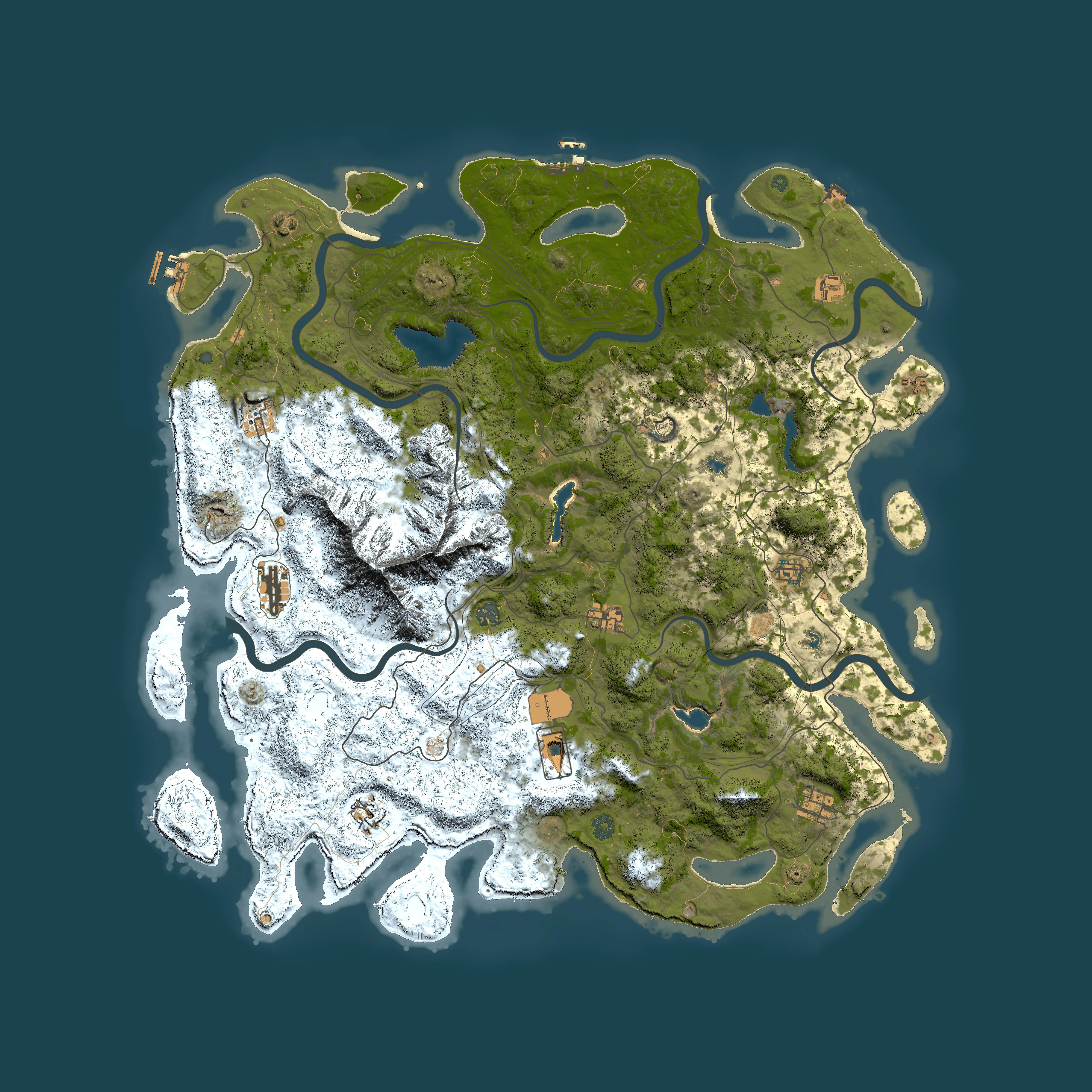 Full top-down render of Rust map seed 7135150, 5250x5250m