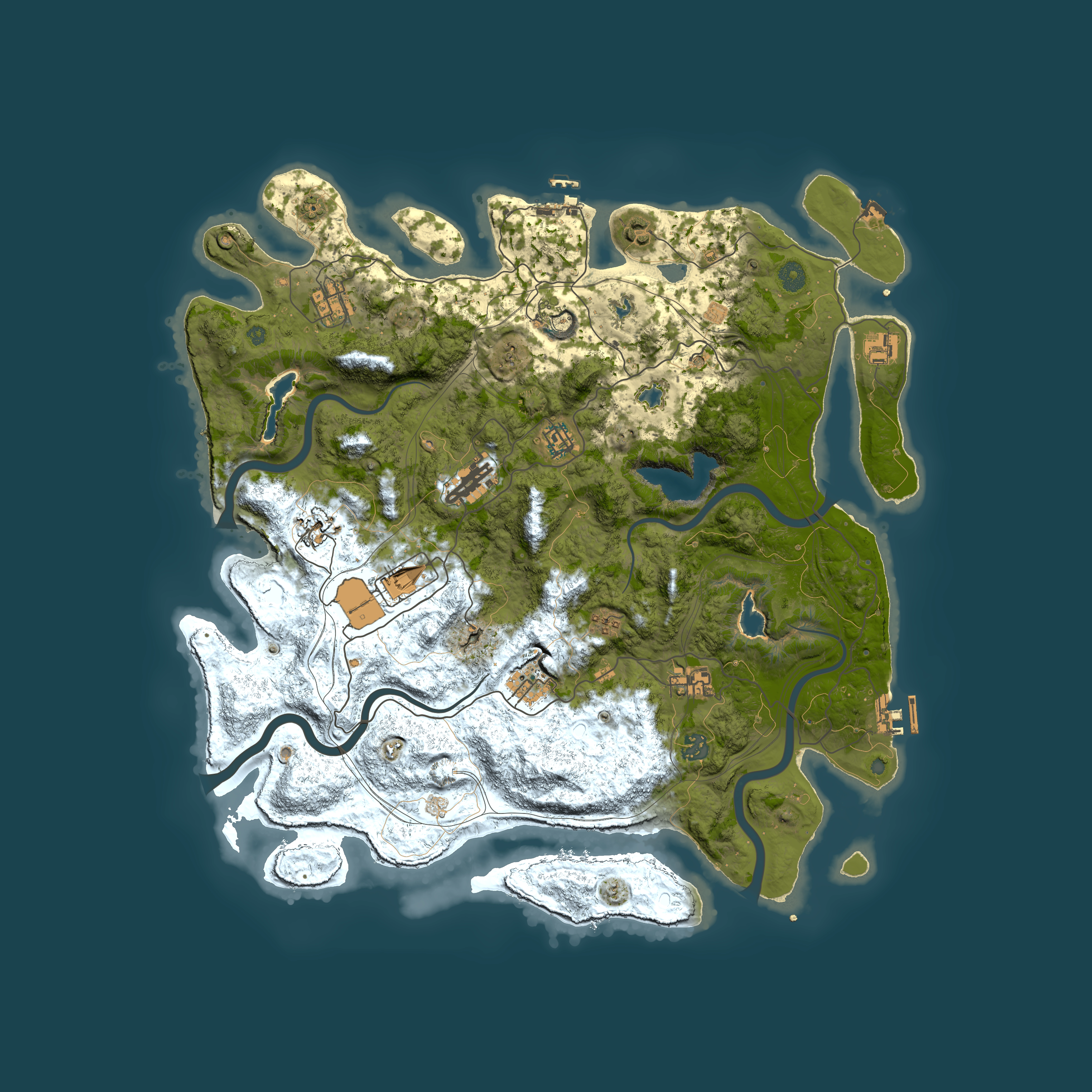 Full top-down render of Rust map seed 1674154529, 4500x4500m