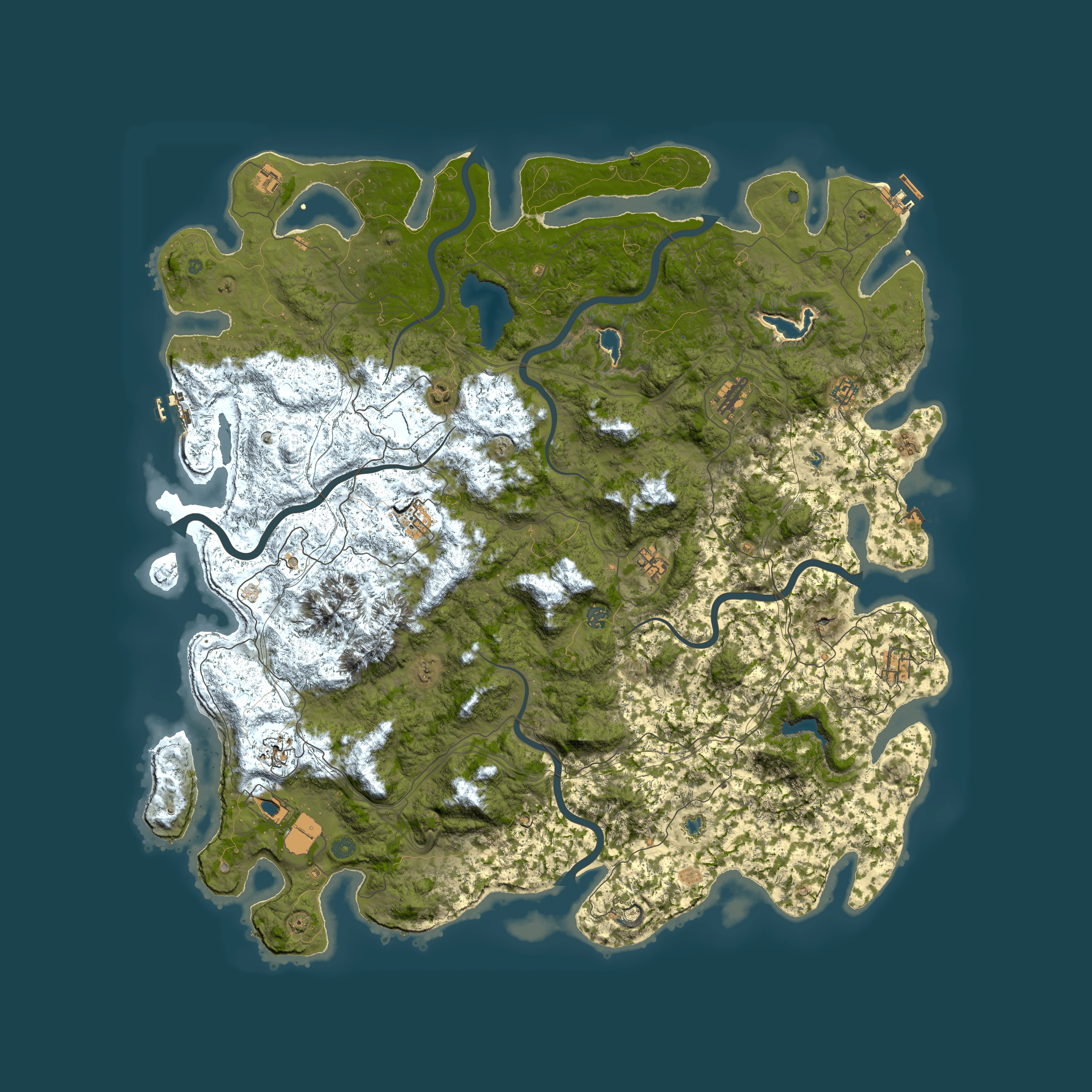 Full top-down render of Rust map seed 2107325372, 5750x5750m