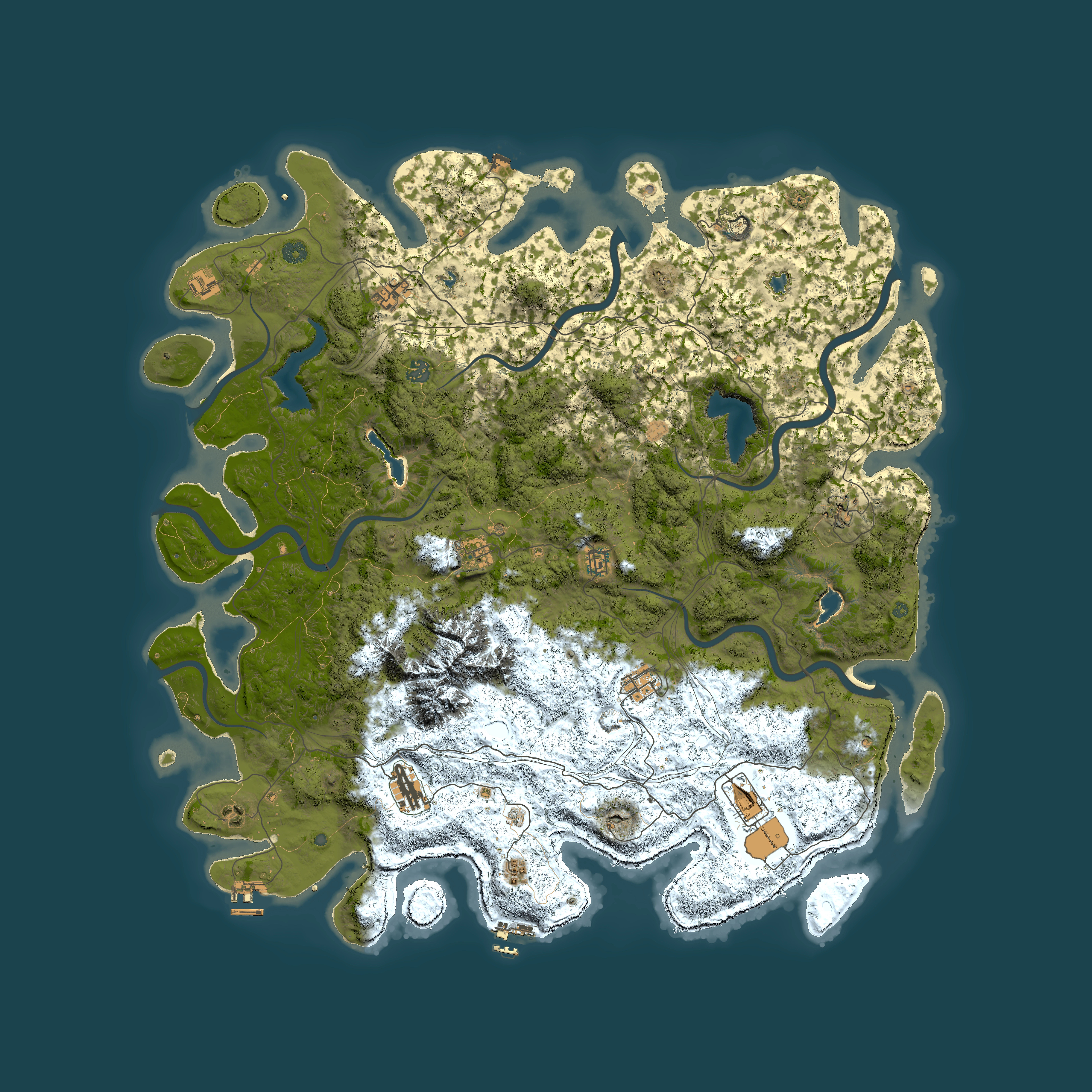 Full top-down render of Rust map seed 97125158, 5400x5400m