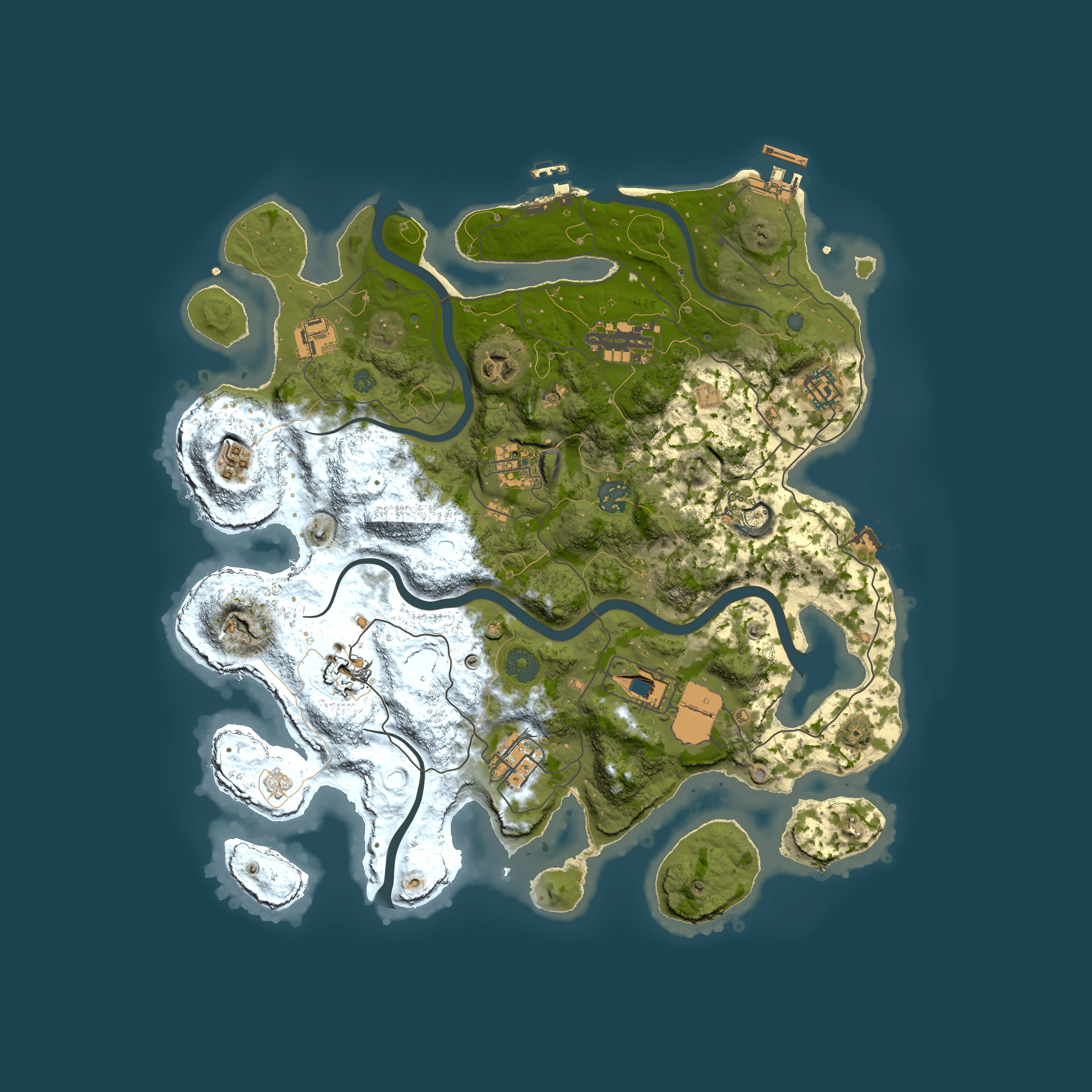 Full top-down render of Rust map seed 1296521601, 3700x3700m