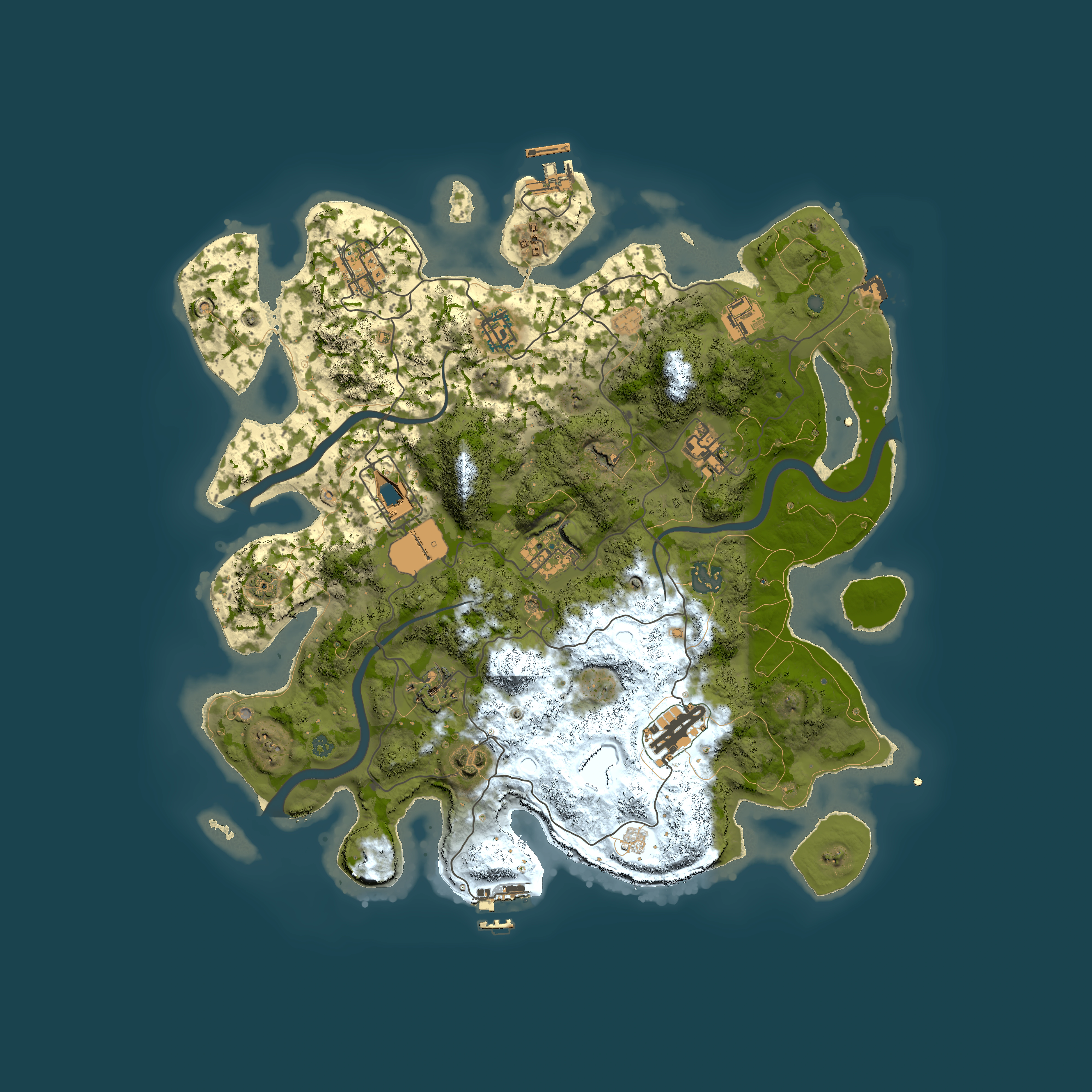 Full top-down render of Rust map seed 1168029188, 3800x3800m