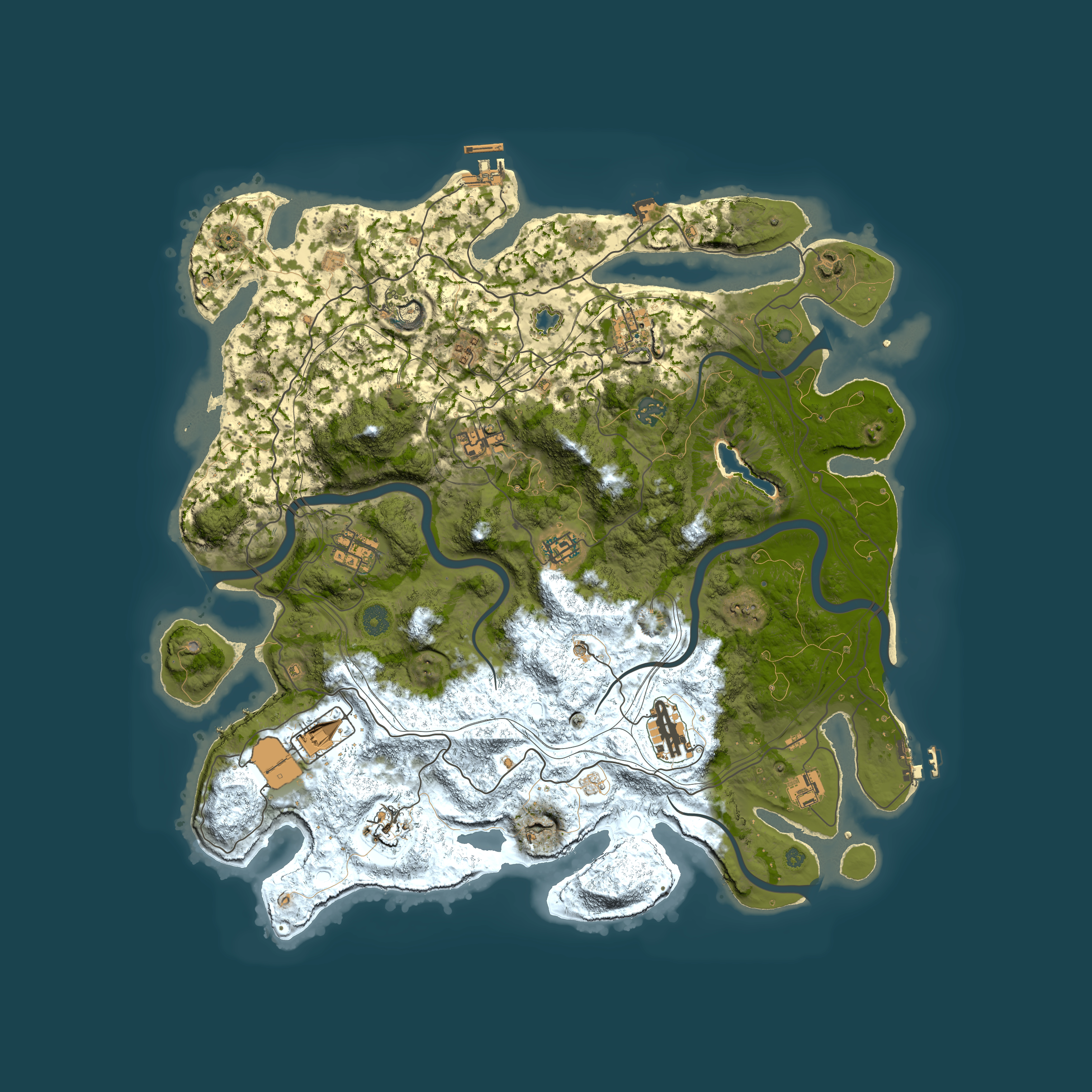 Full top-down render of Rust map seed 588023252, 4400x4400m