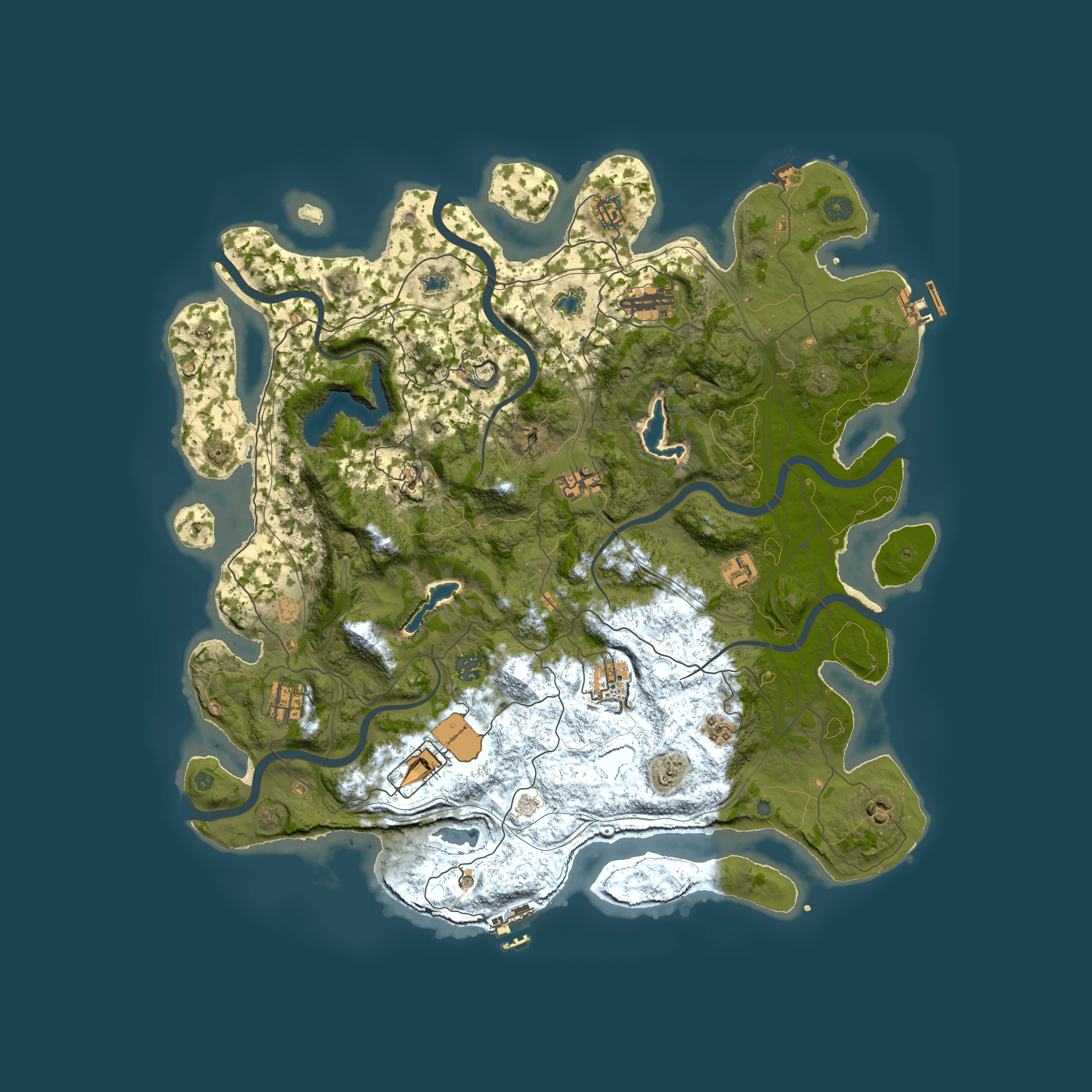Full top-down render of Rust map seed 216708627, 4650x4650m