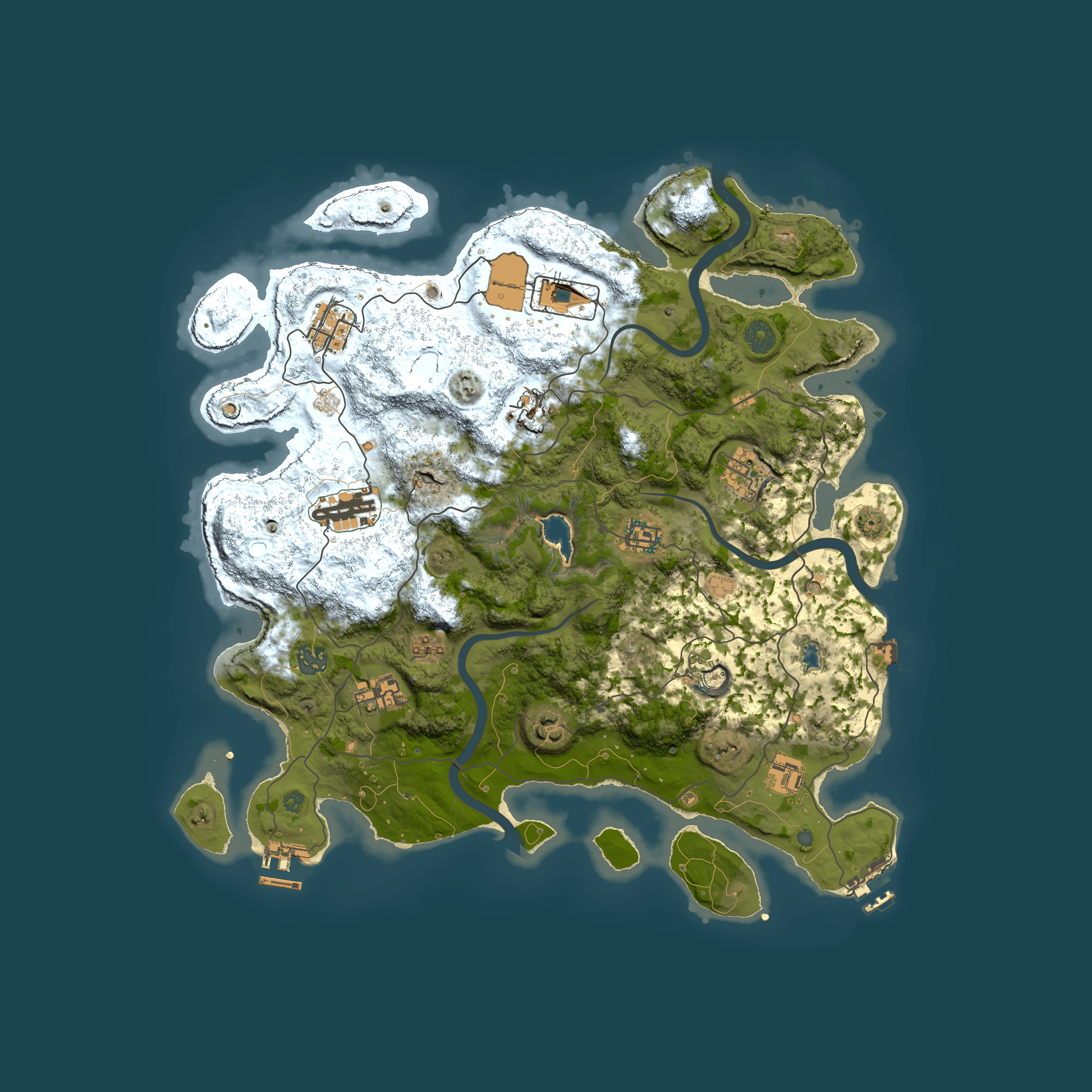 Full top-down render of Rust map seed 1591152372, 4000x4000m