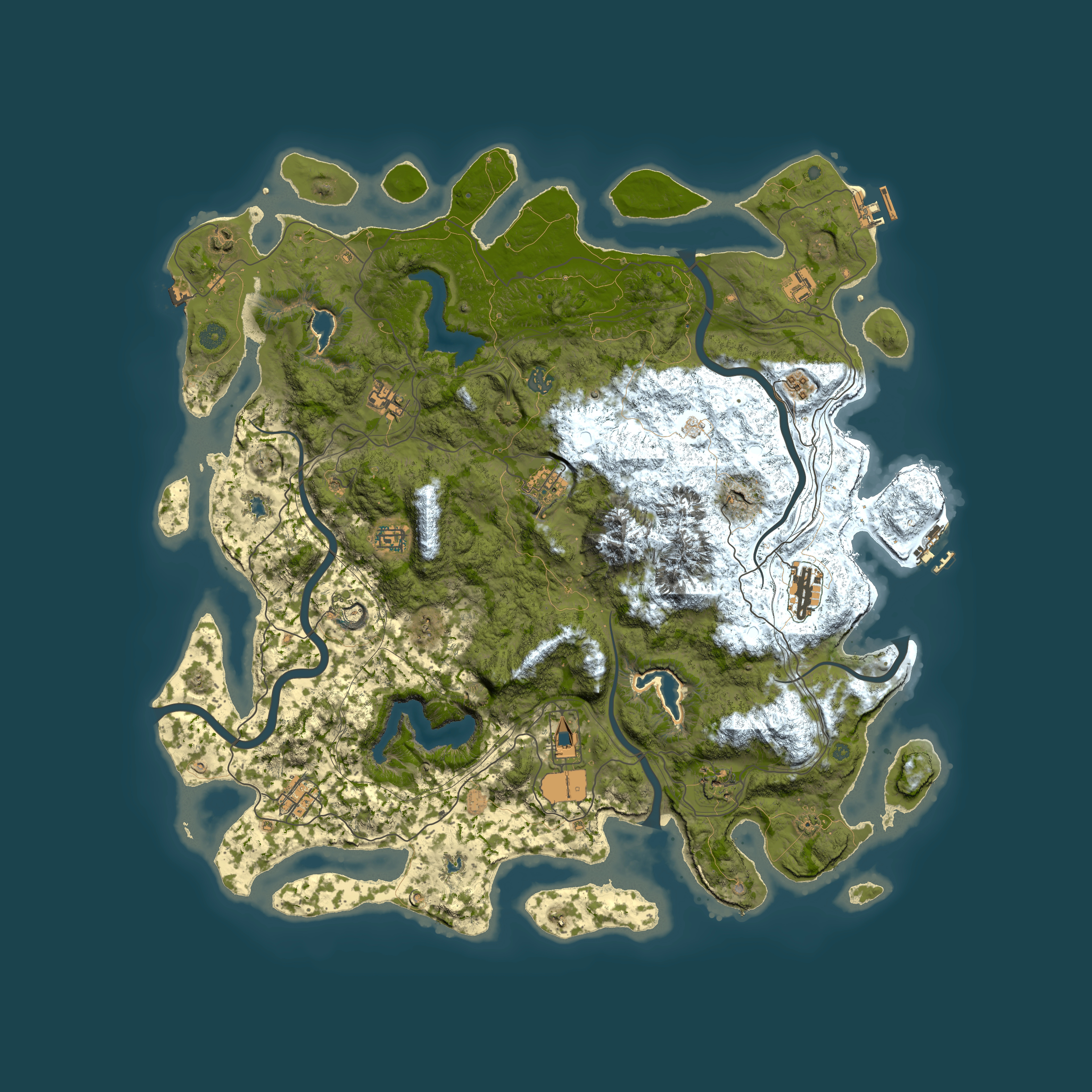 Full top-down render of Rust map seed 967433107, 5000x5000m
