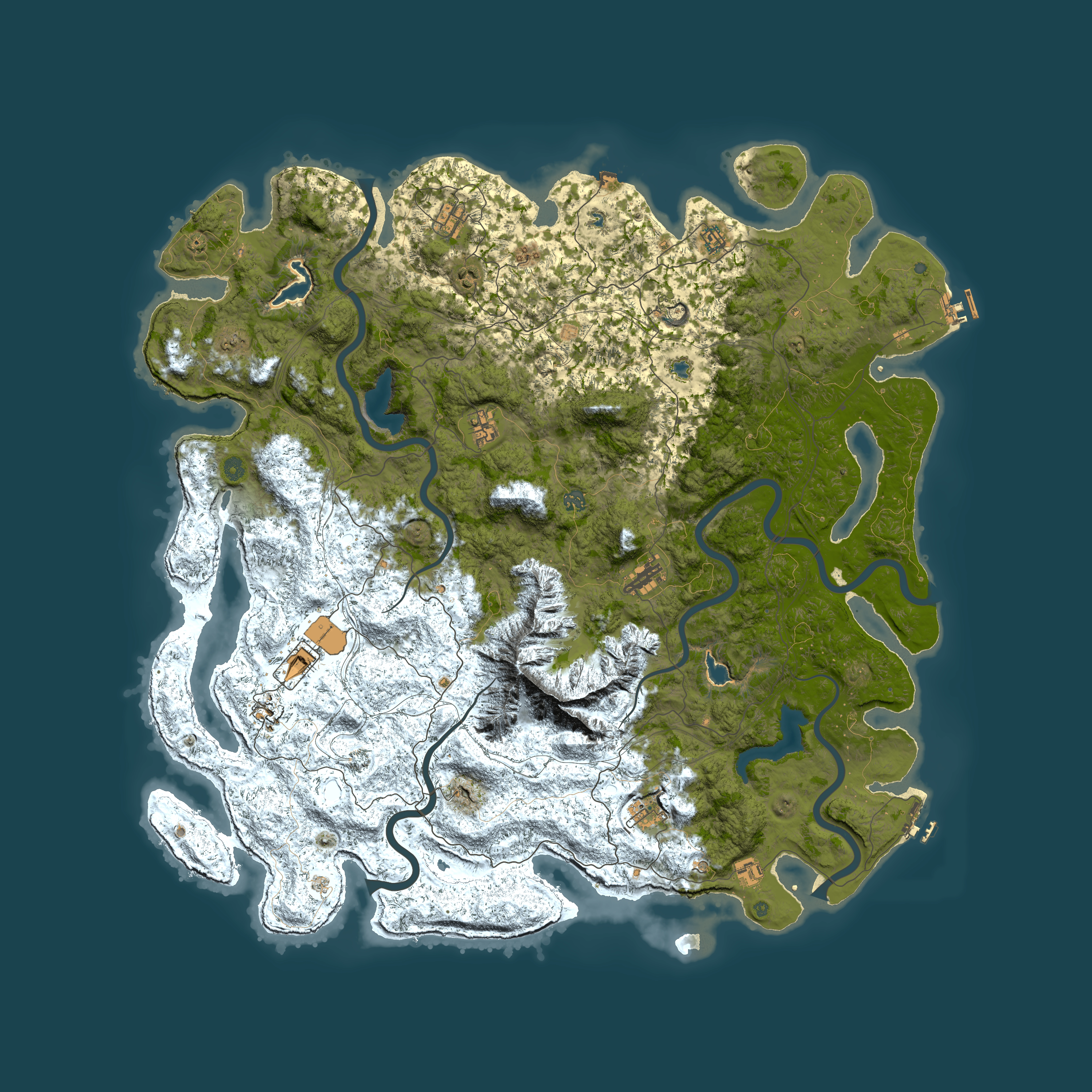 Full top-down render of Rust map seed 49659111, 5800x5800m