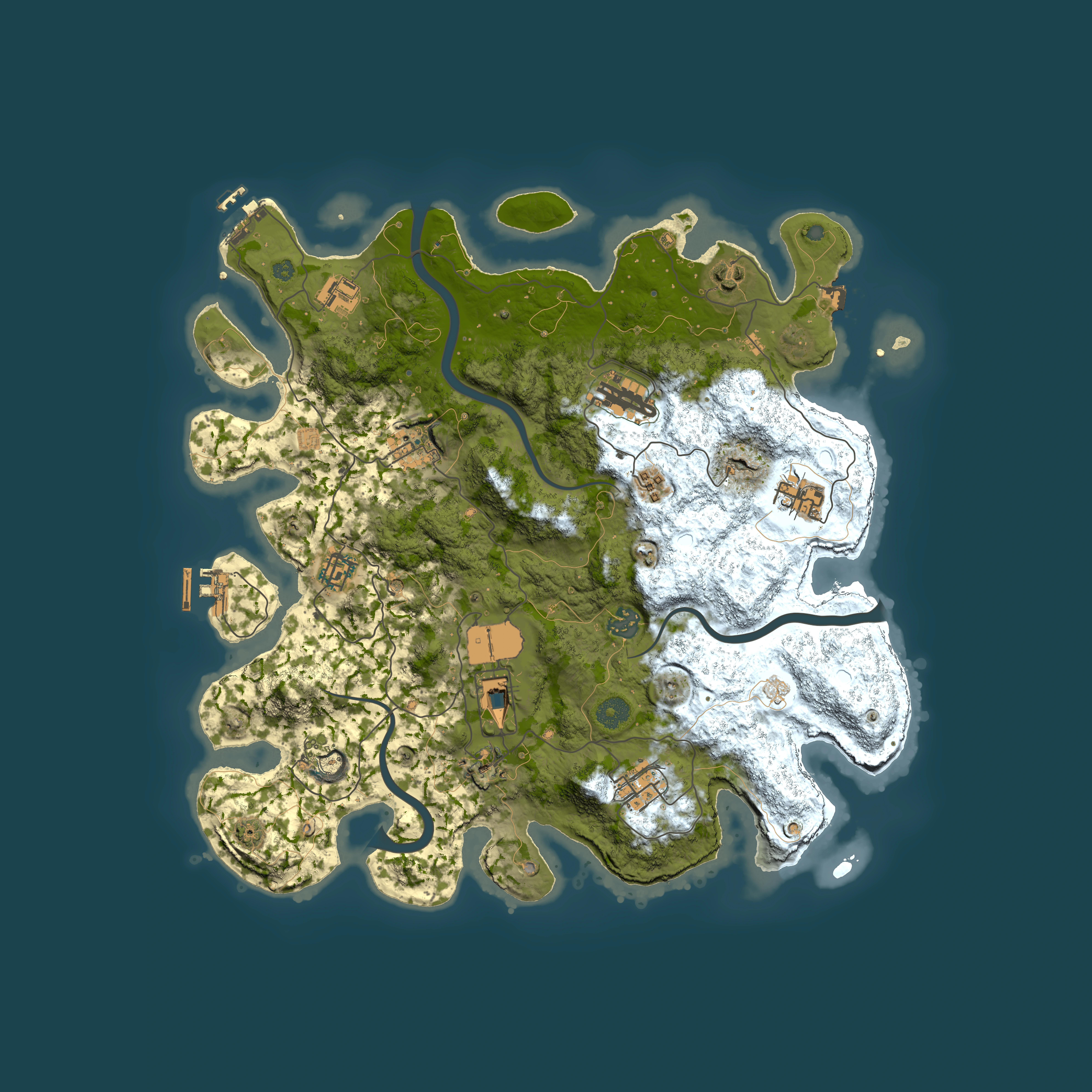 Full top-down render of Rust map seed 1580301463, 3950x3950m
