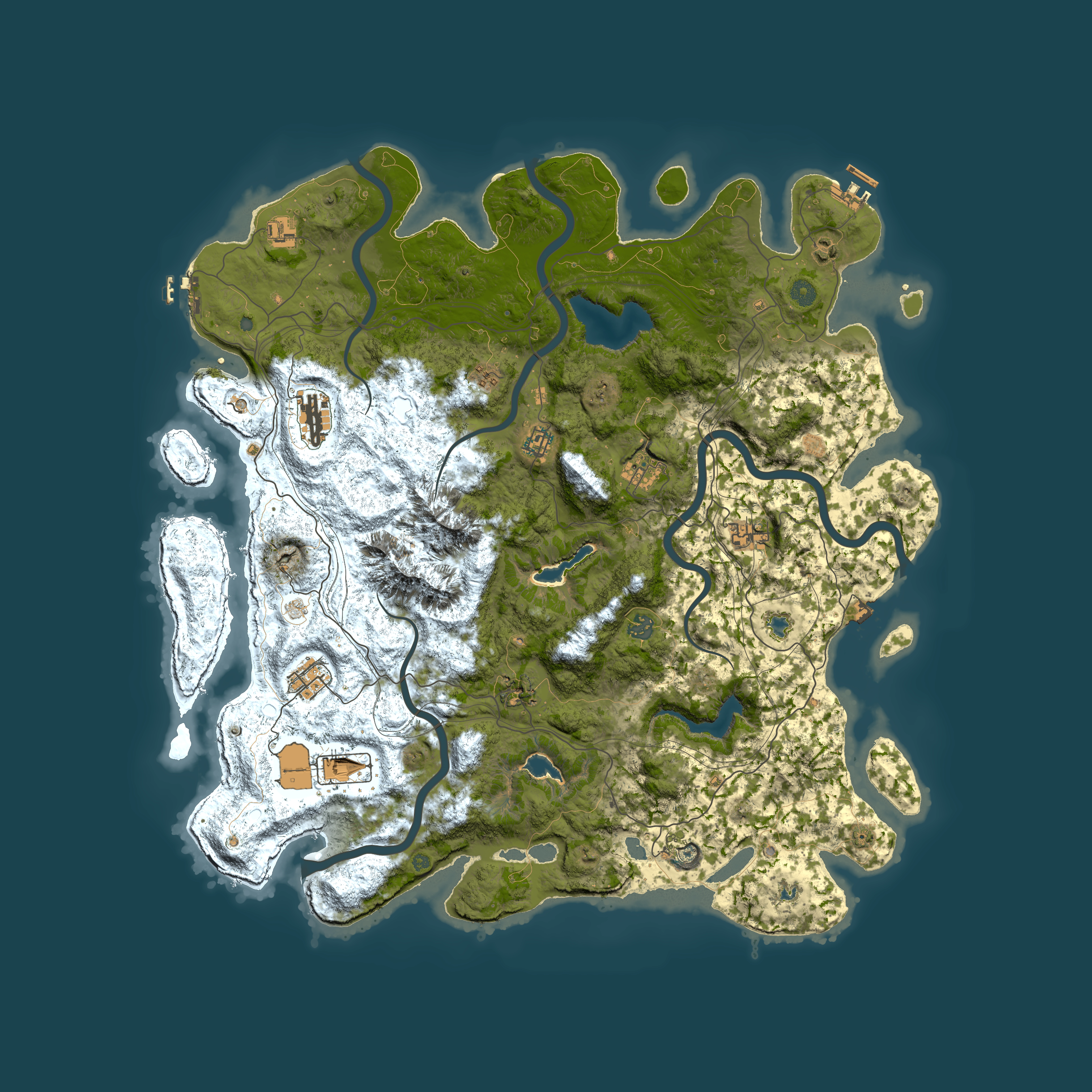 Full top-down render of Rust map seed 1542100013, 5000x5000m