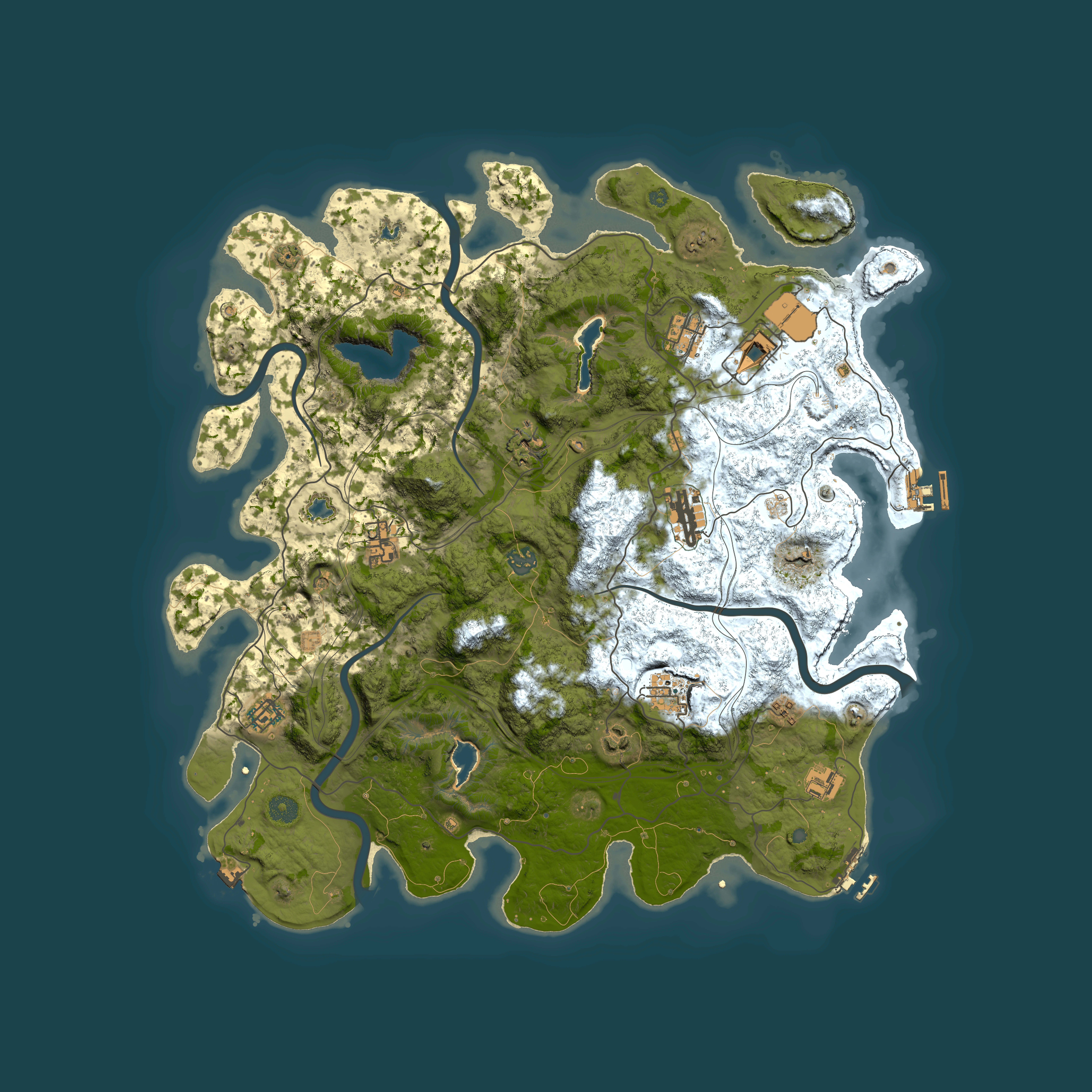 Full top-down render of Rust map seed 1216788261, 4500x4500m
