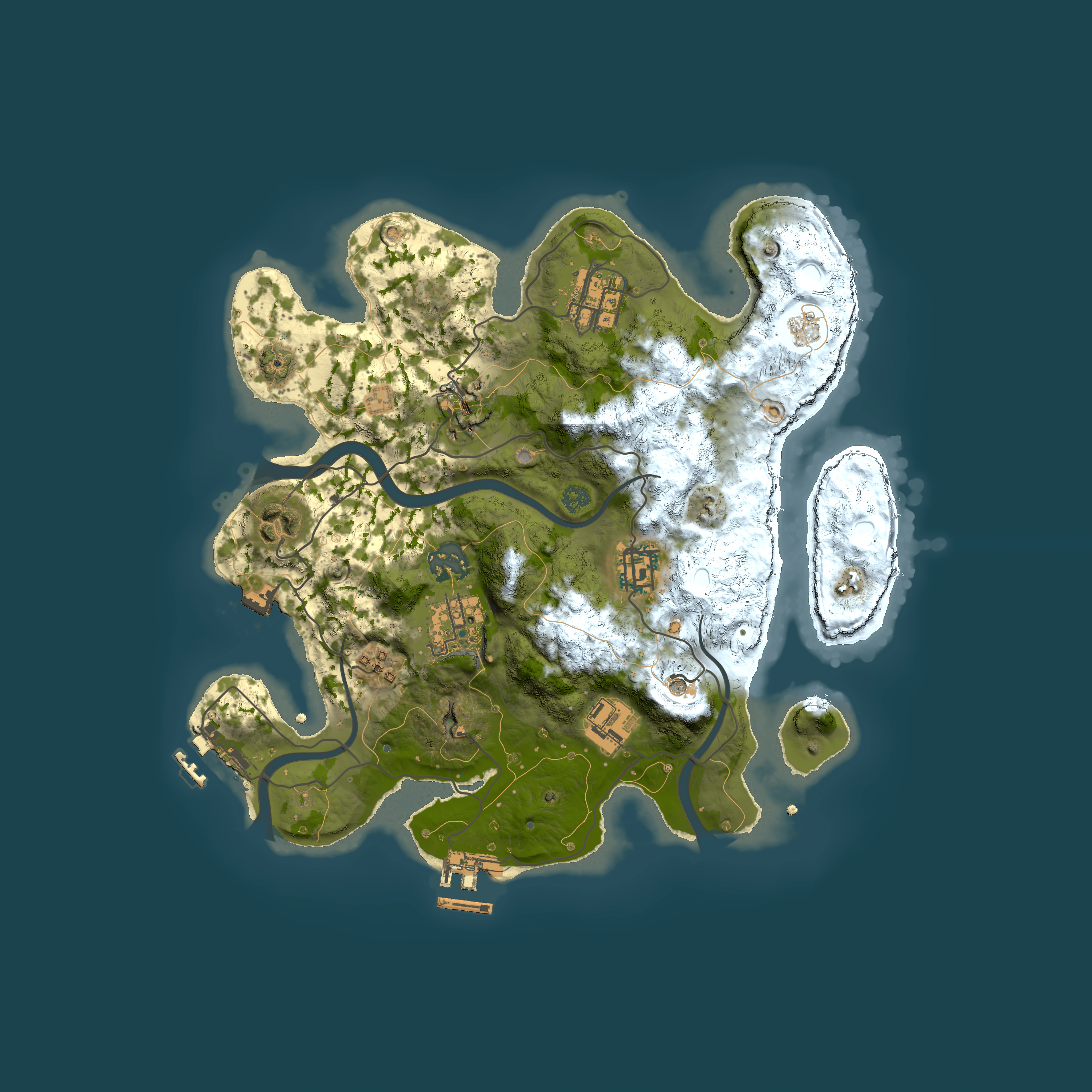 Full top-down render of Rust map seed 352711362, 3000x3000m