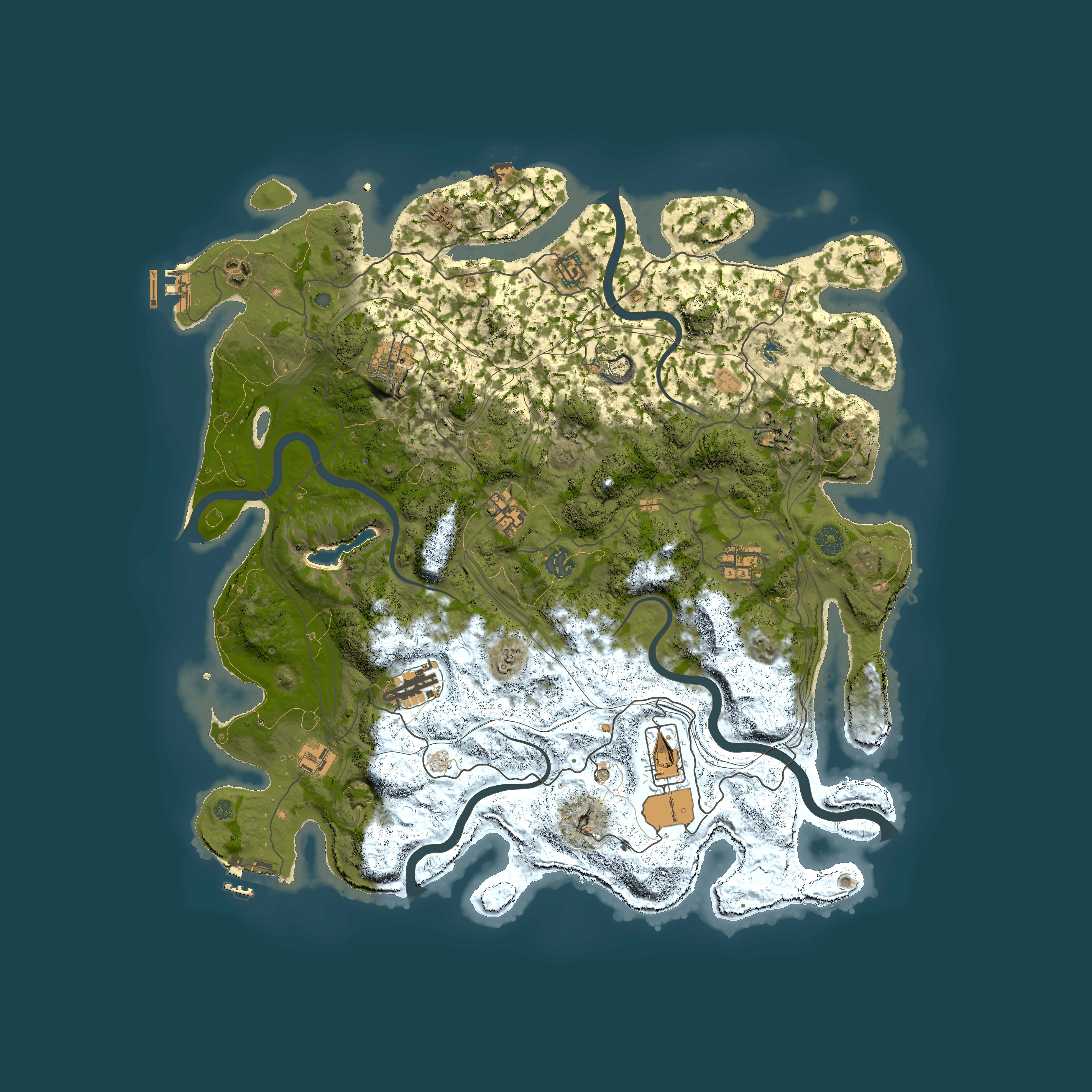 Full top-down render of Rust map seed 230576919, 4450x4450m