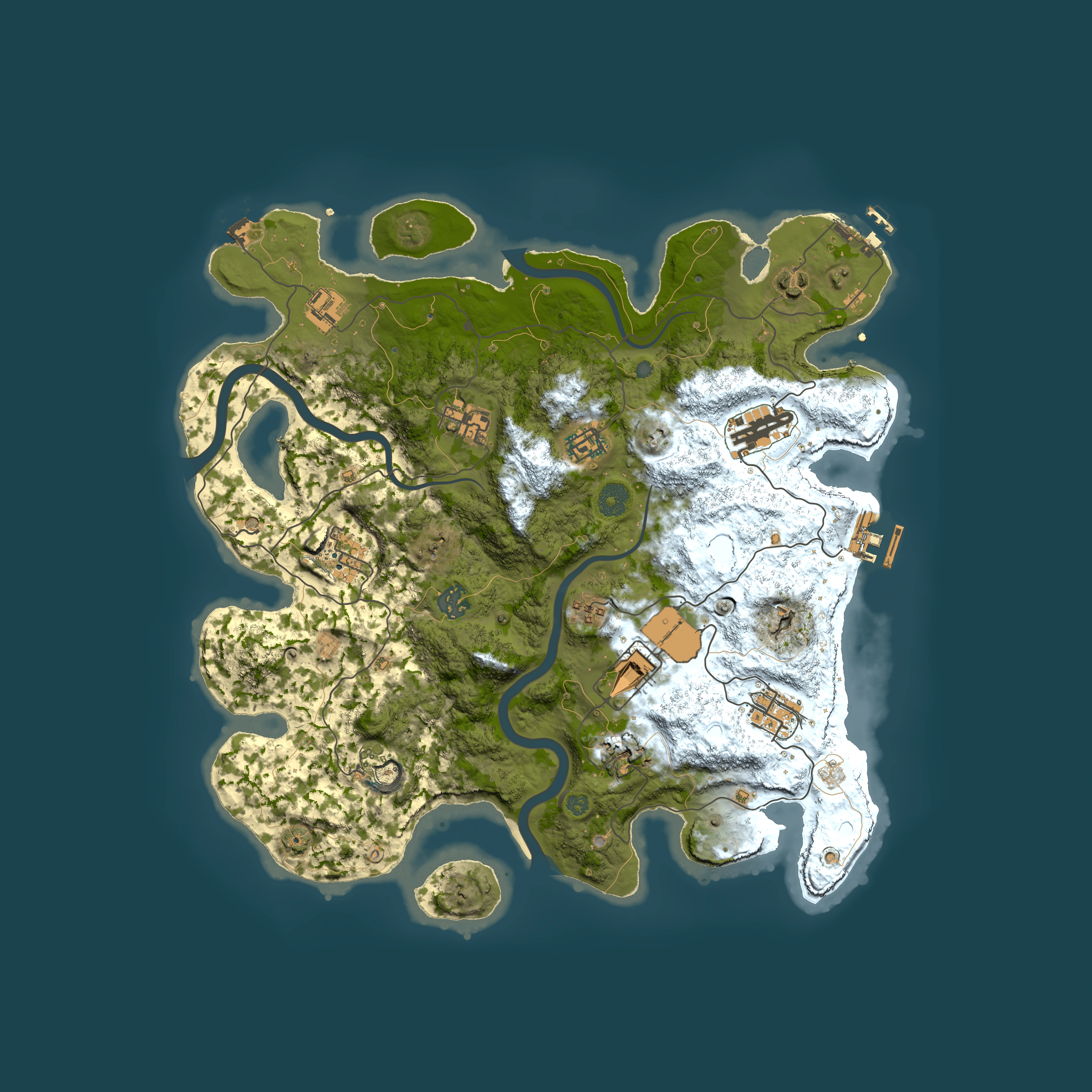Full top-down render of Rust map seed 951148895, 3850x3850m