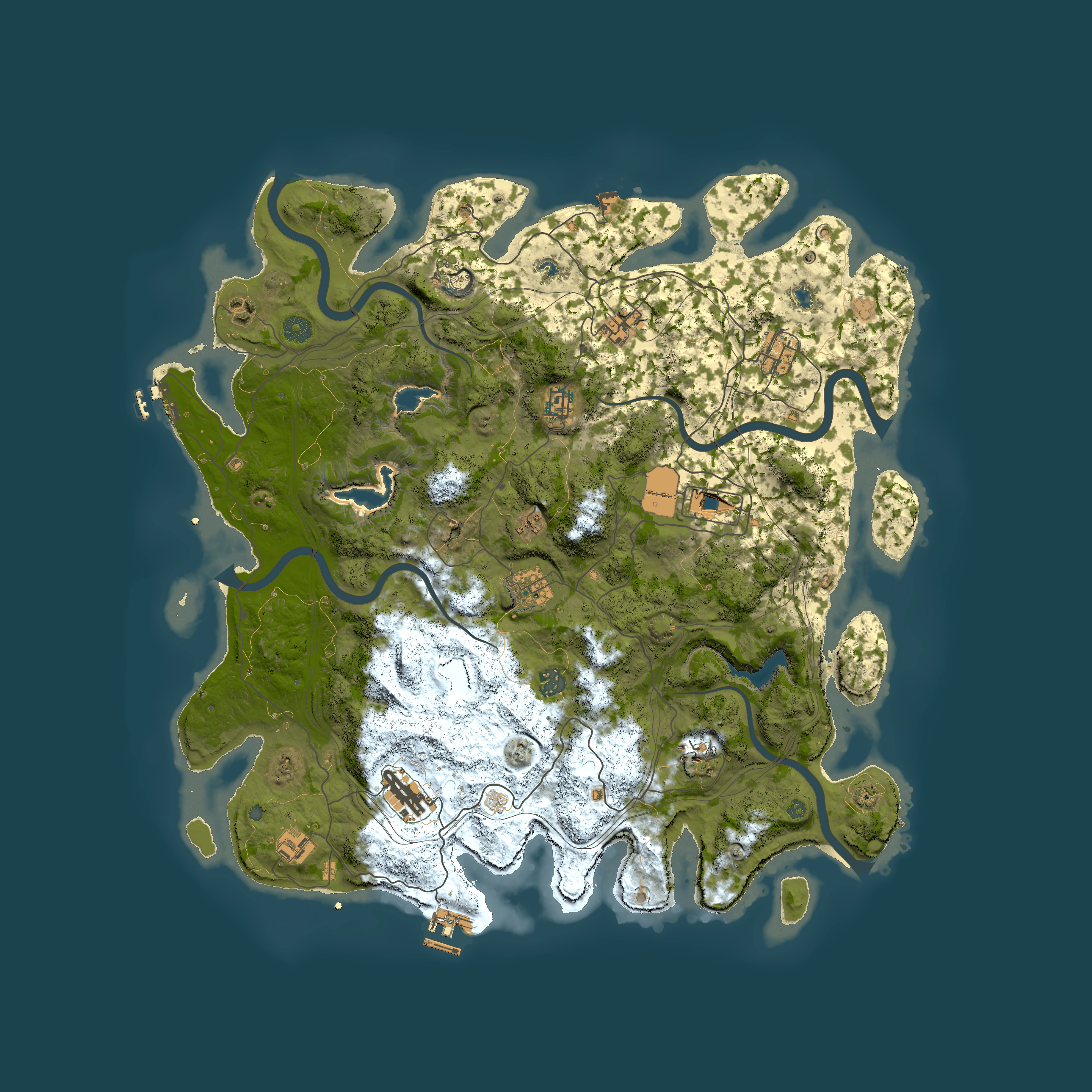 Full top-down render of Rust map seed 1715242966, 4600x4600m