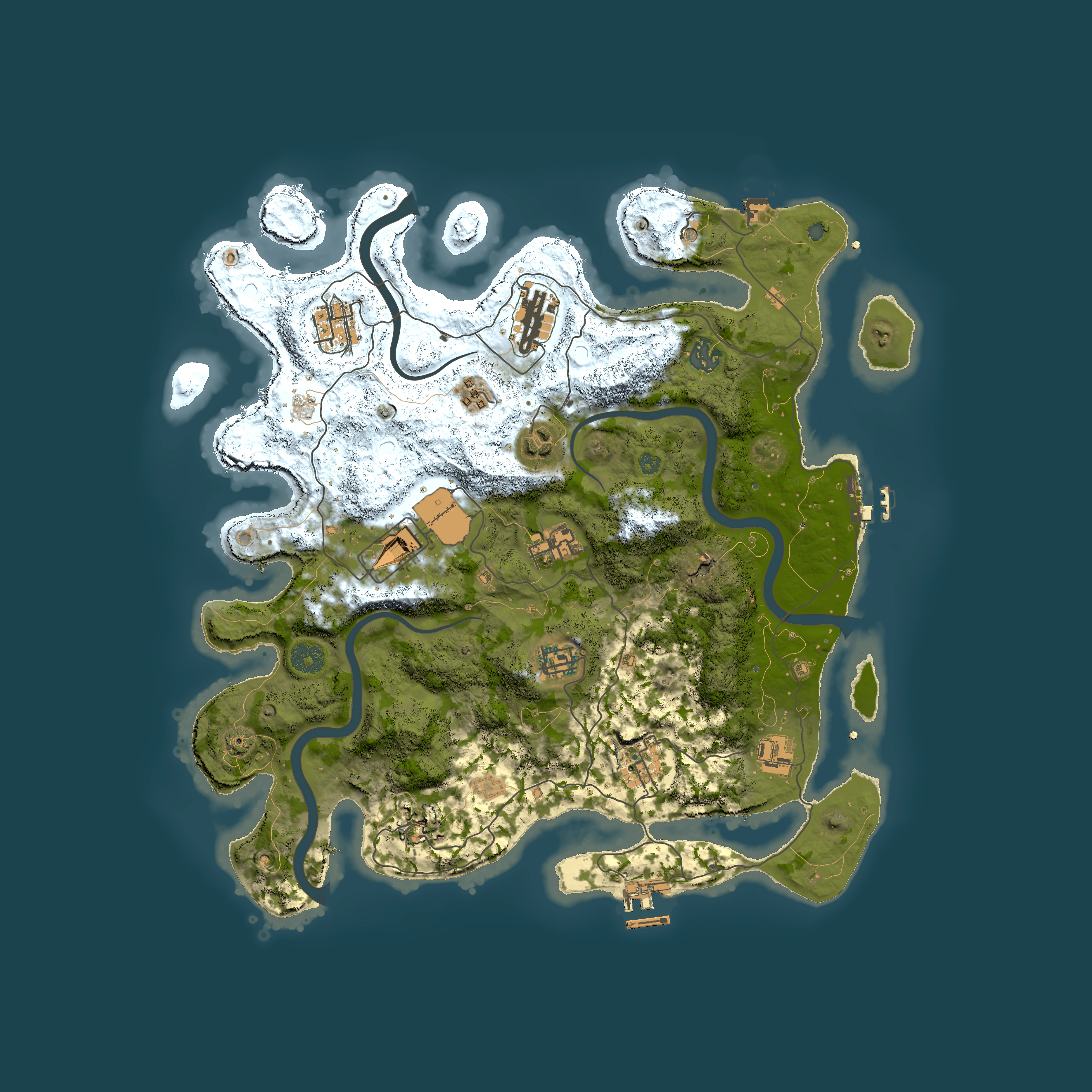 Full top-down render of Rust map seed 1317892406, 3900x3900m