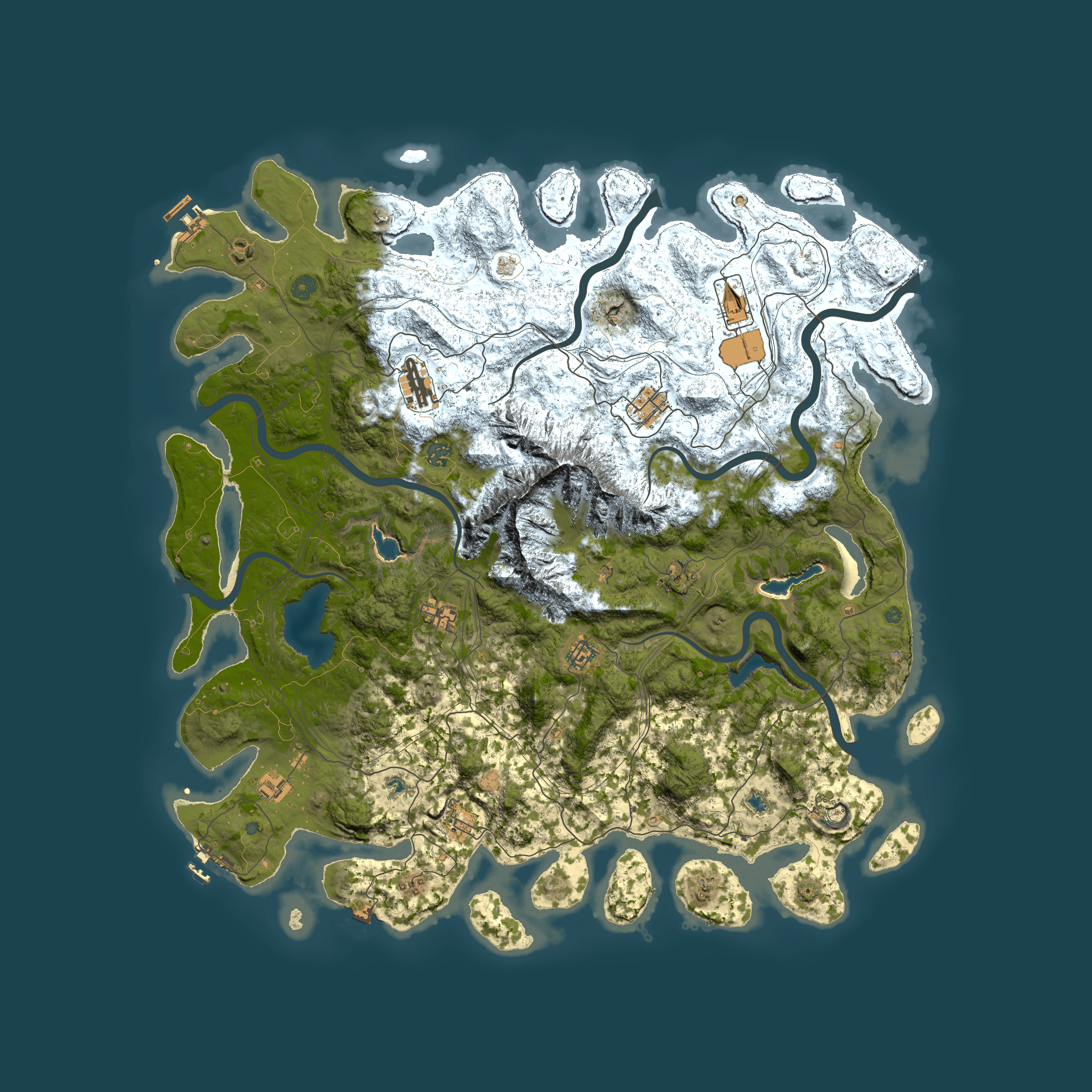 Full top-down render of Rust map seed 381719248, 5150x5150m