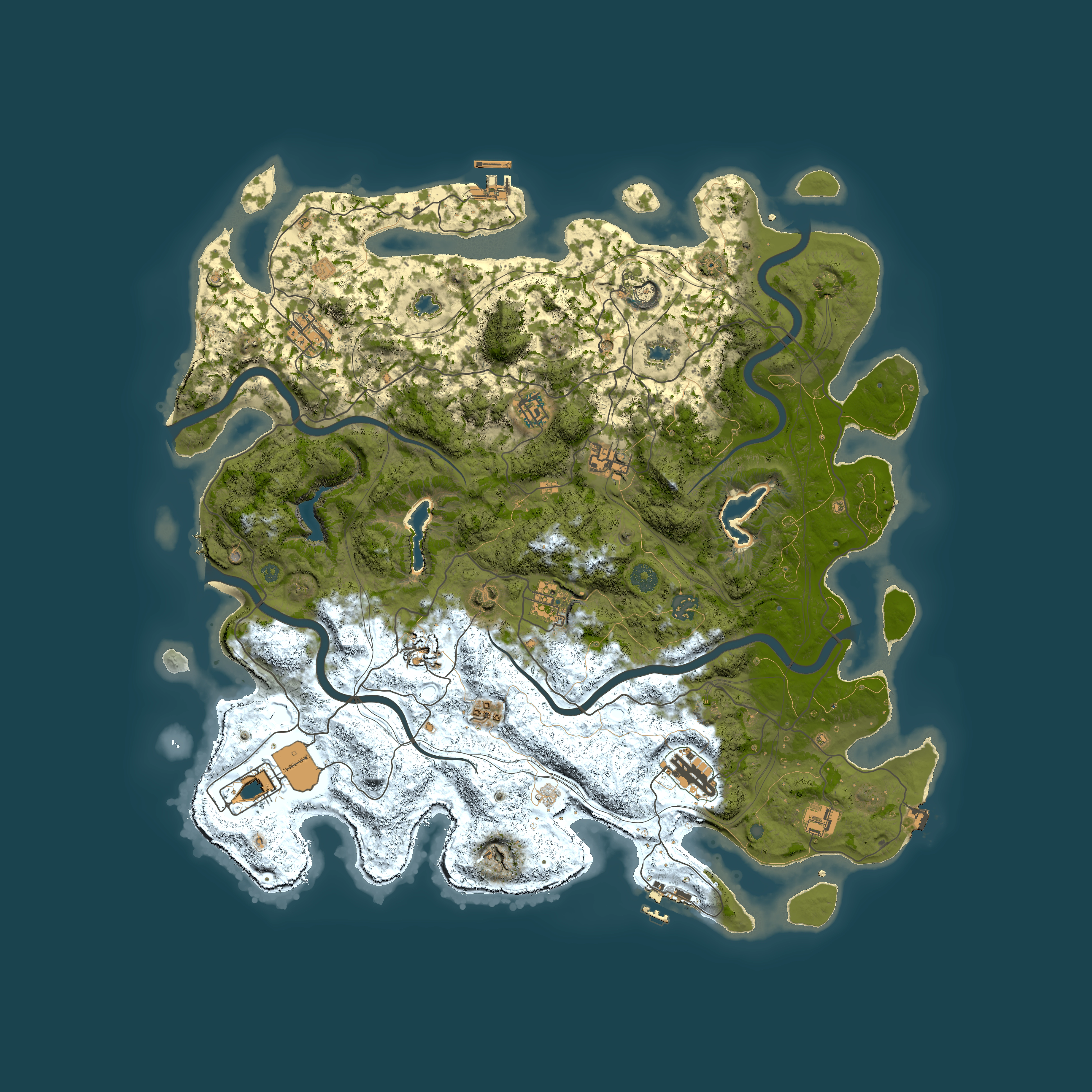 Full top-down render of Rust map seed 1356764966, 4650x4650m