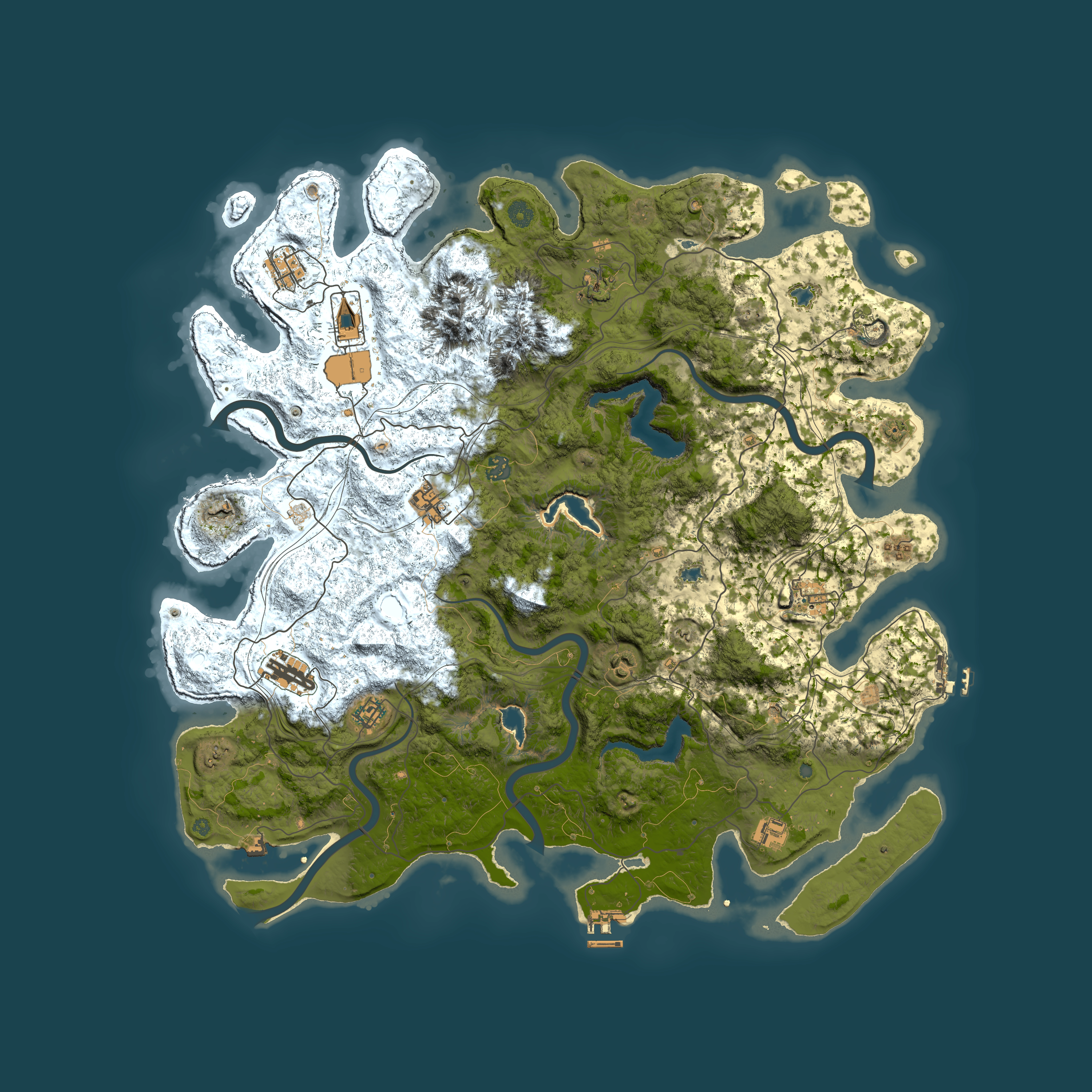 Full top-down render of Rust map seed 573602393, 5000x5000m
