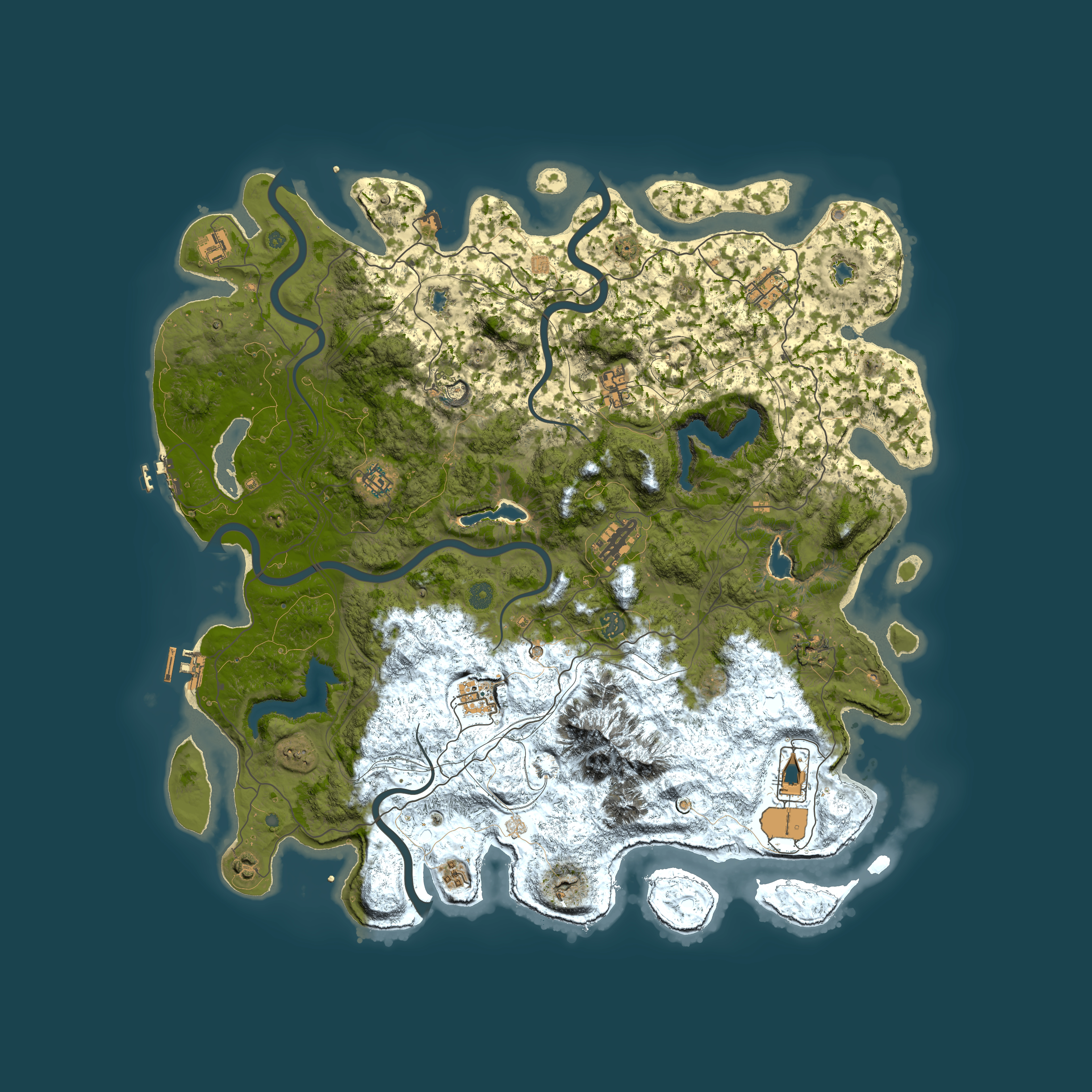 Full top-down render of Rust map seed 1436240000, 5000x5000m