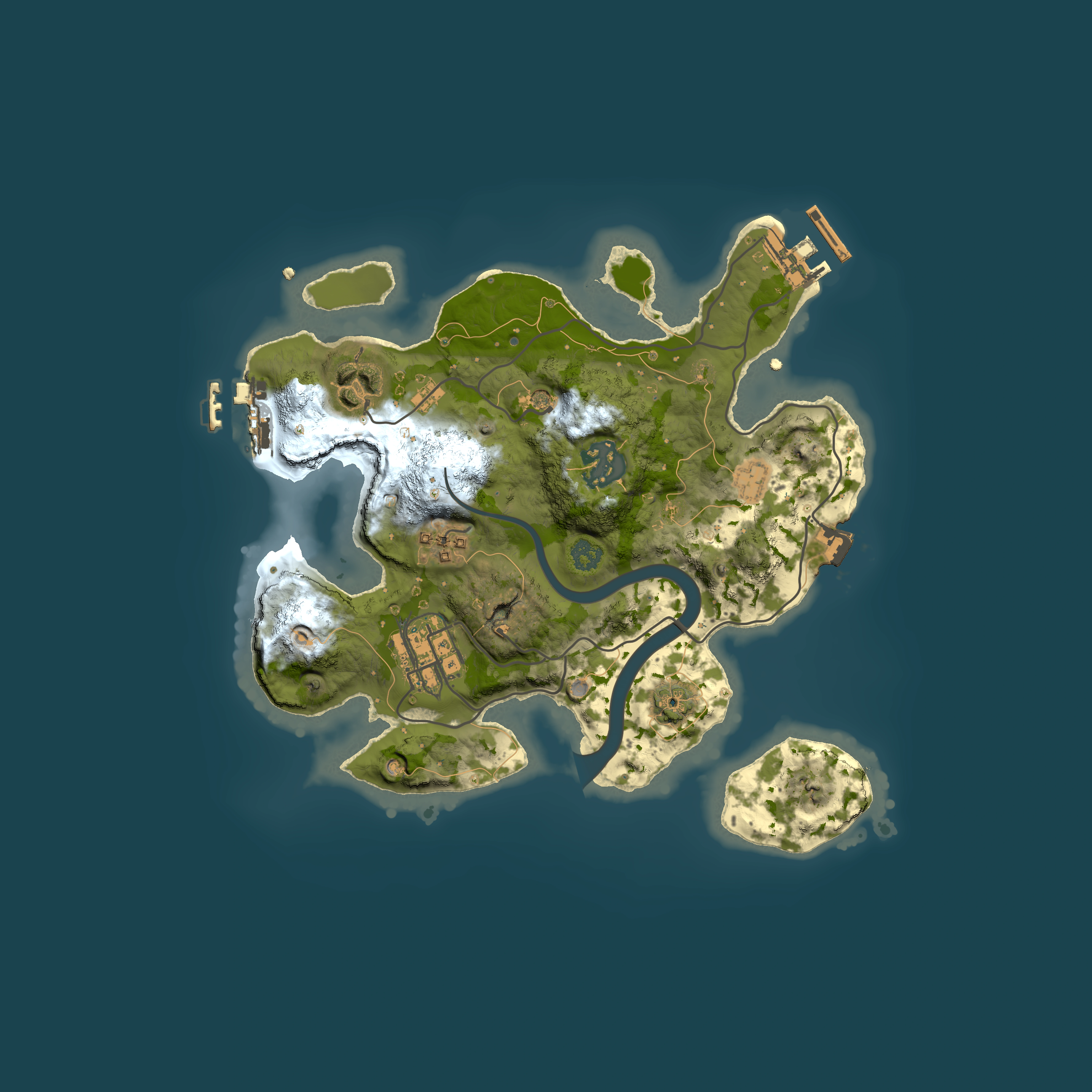 Full top-down render of Rust map seed 592106258, 2500x2500m